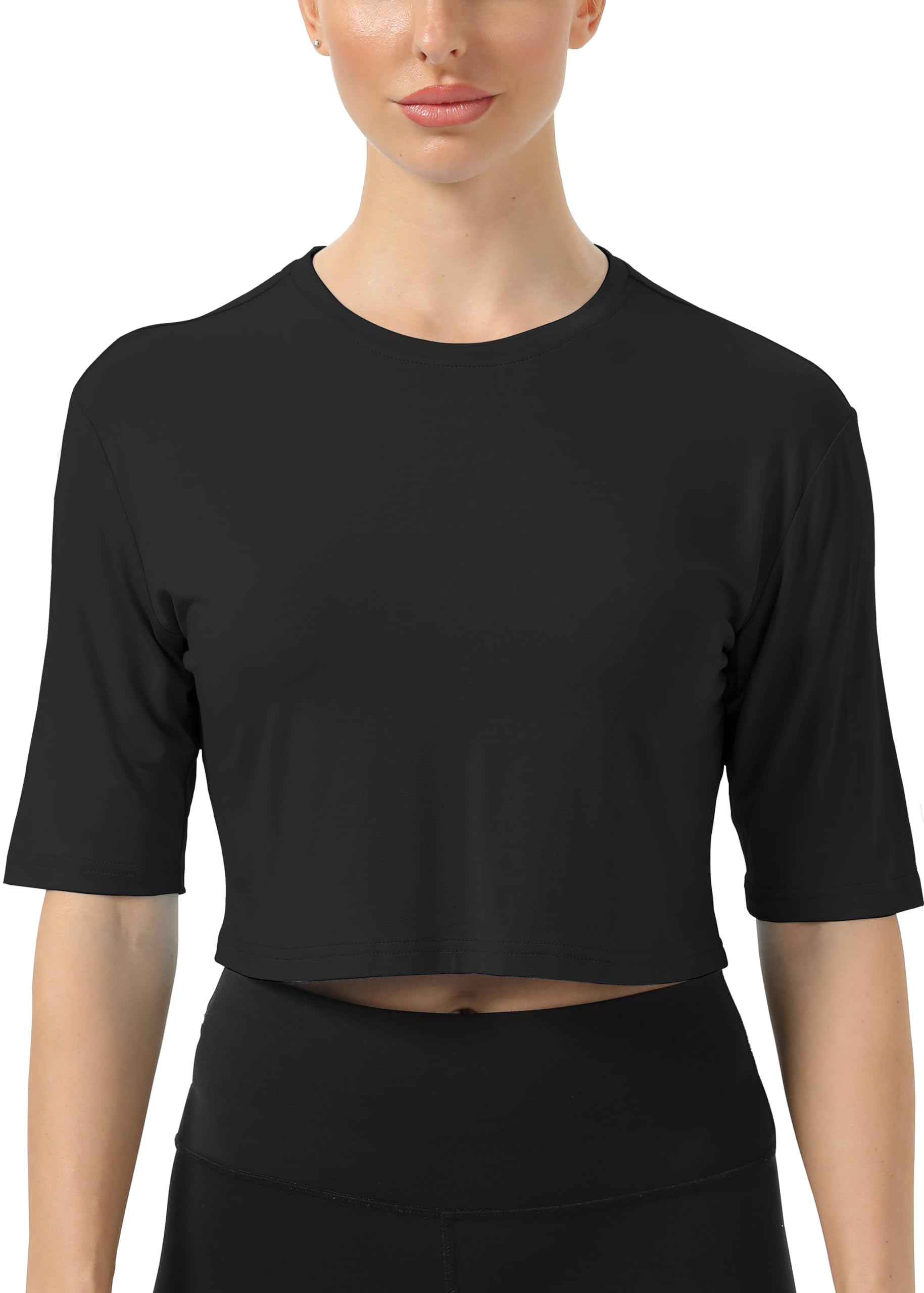 Women's Mippo Workout Crop Tops - Short Sleeve Athletic Shirts for Gym & Yoga - Loose Fit Cropped T-Shirts - Perfect for Running, HIIT & Fitness Training