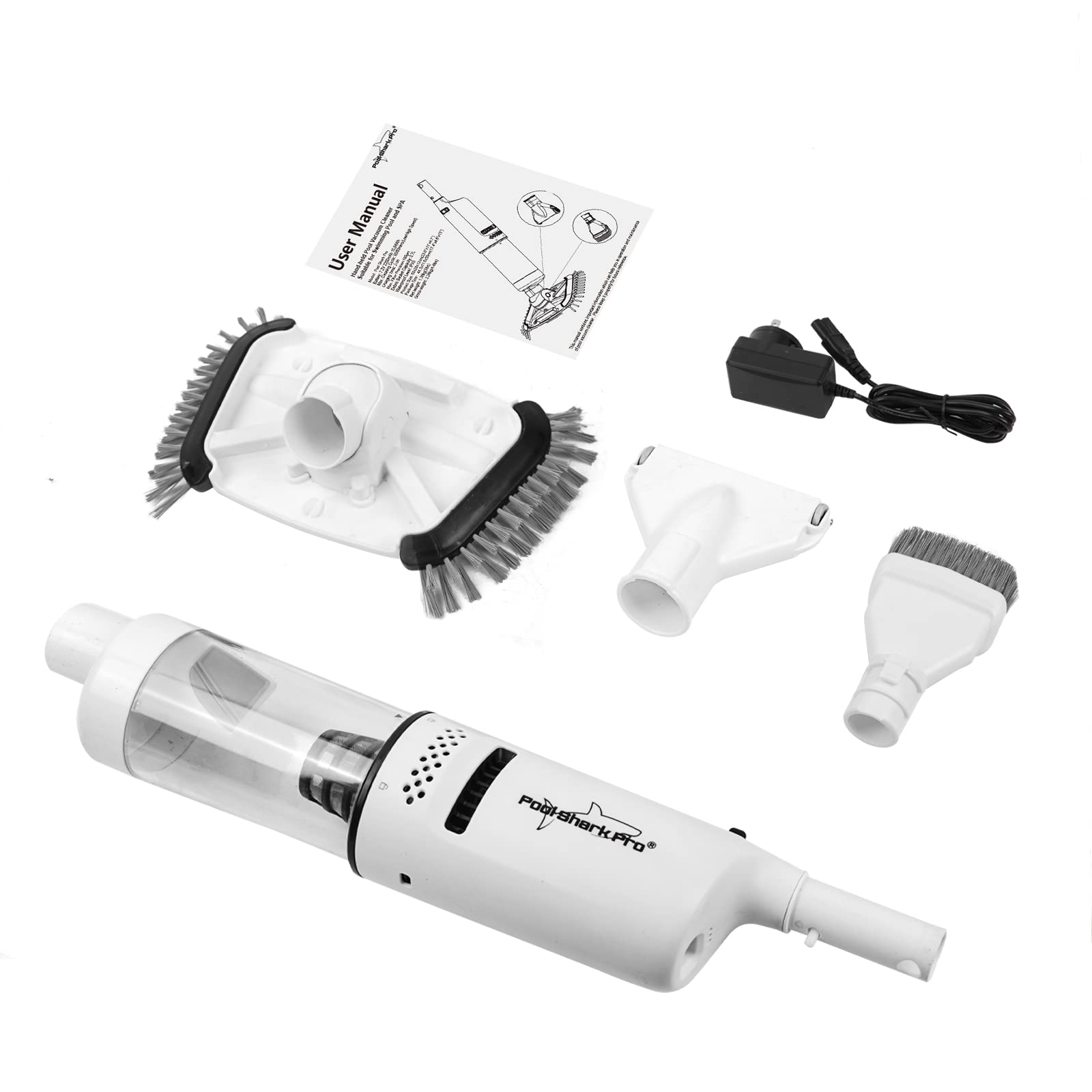 **POOL SHARK Pro Cordless Pool Vacuum – 1.5 Hours Strong Suction, Handheld Rechargeable Pool Cleaner with Roller & Heavy Duty Brushes for Inground & Above Ground Pools – Perfect for Deep Cleaning & Quick Maintenance**