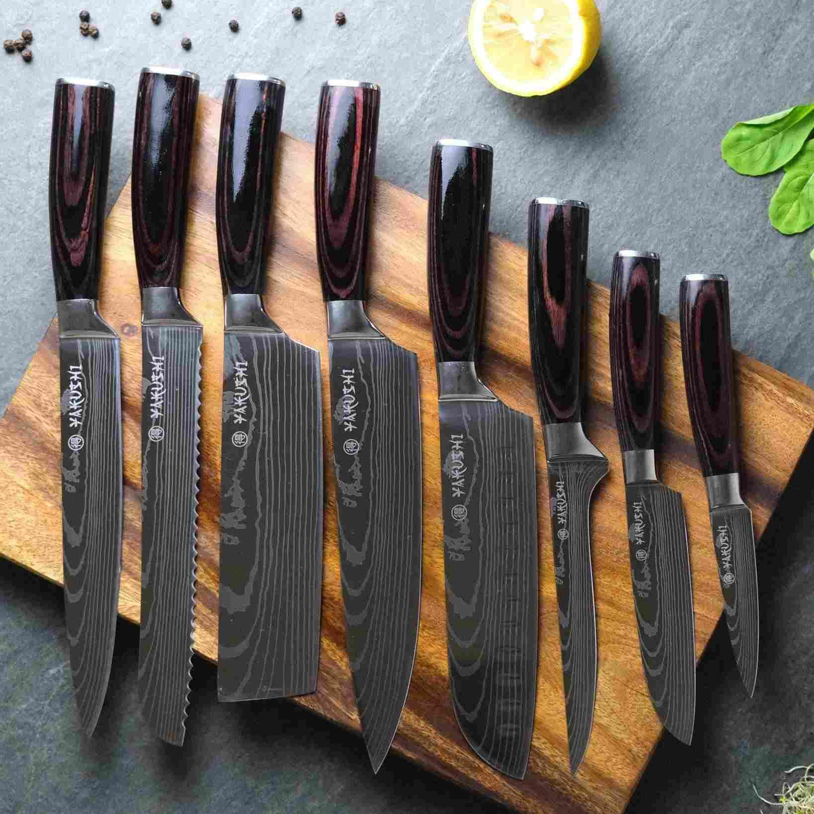 Yakushi™ 8-Piece Premium Knife Set - High-Quality Kitchen Knives for Home Chefs - Perfect for Slicing, Dicing, and Food Prep