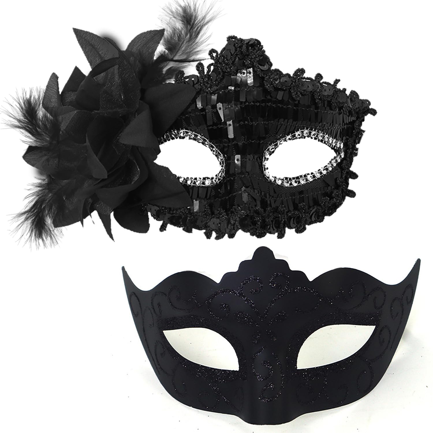 Elegant MYMENU Masquerade Mask Set for Women & Men - Shiny Venetian Party Mask for Halloween, Prom, Couples Costume & Masquerade Ball | Perfect for Themed Parties, Cosplay & Special Events
