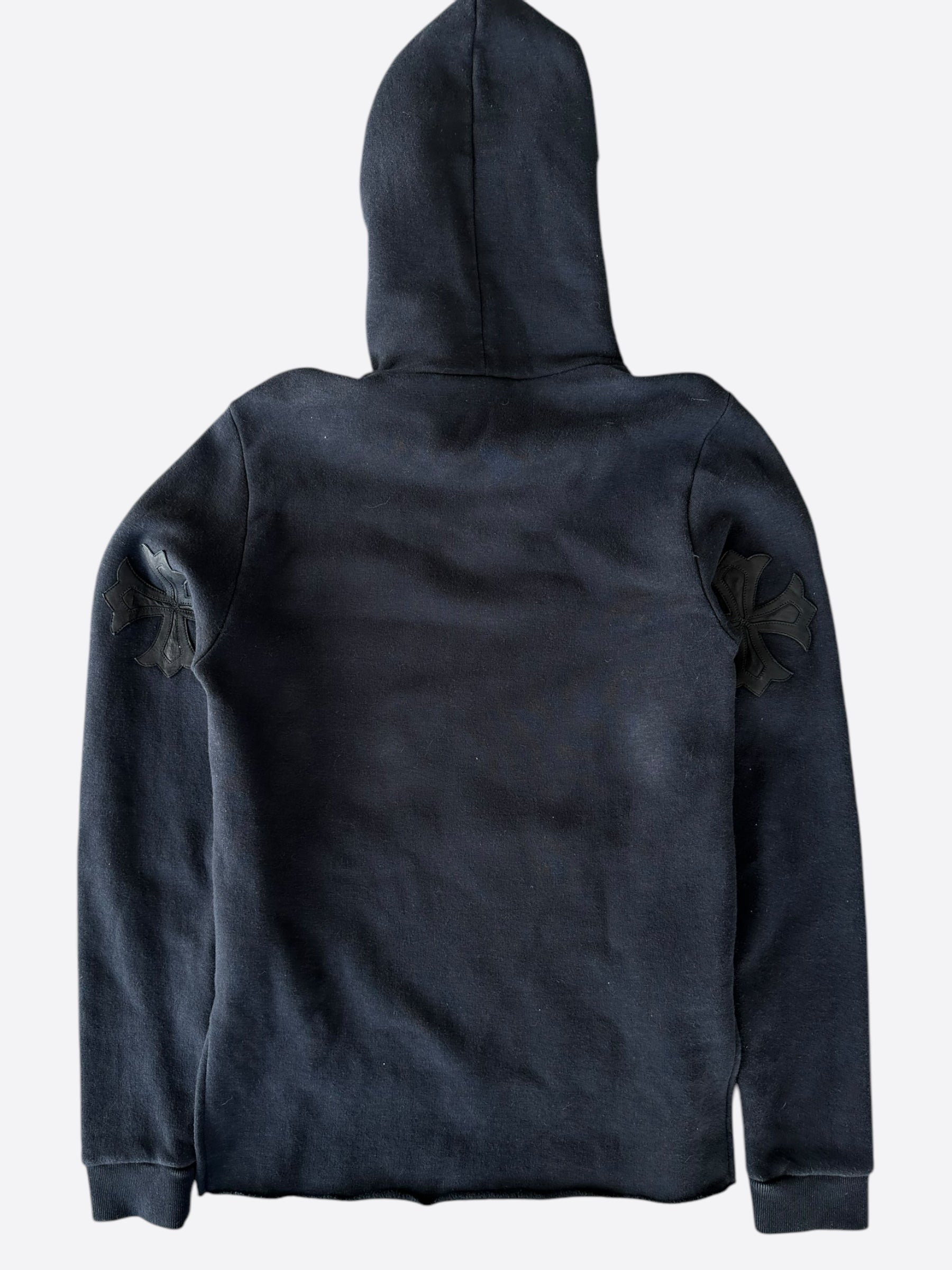 Chrome Hearts Black Leather Triple Cross Hoodie for Men & Women - Gothic Streetwear Fashion for Casual Outfits & Night Out
