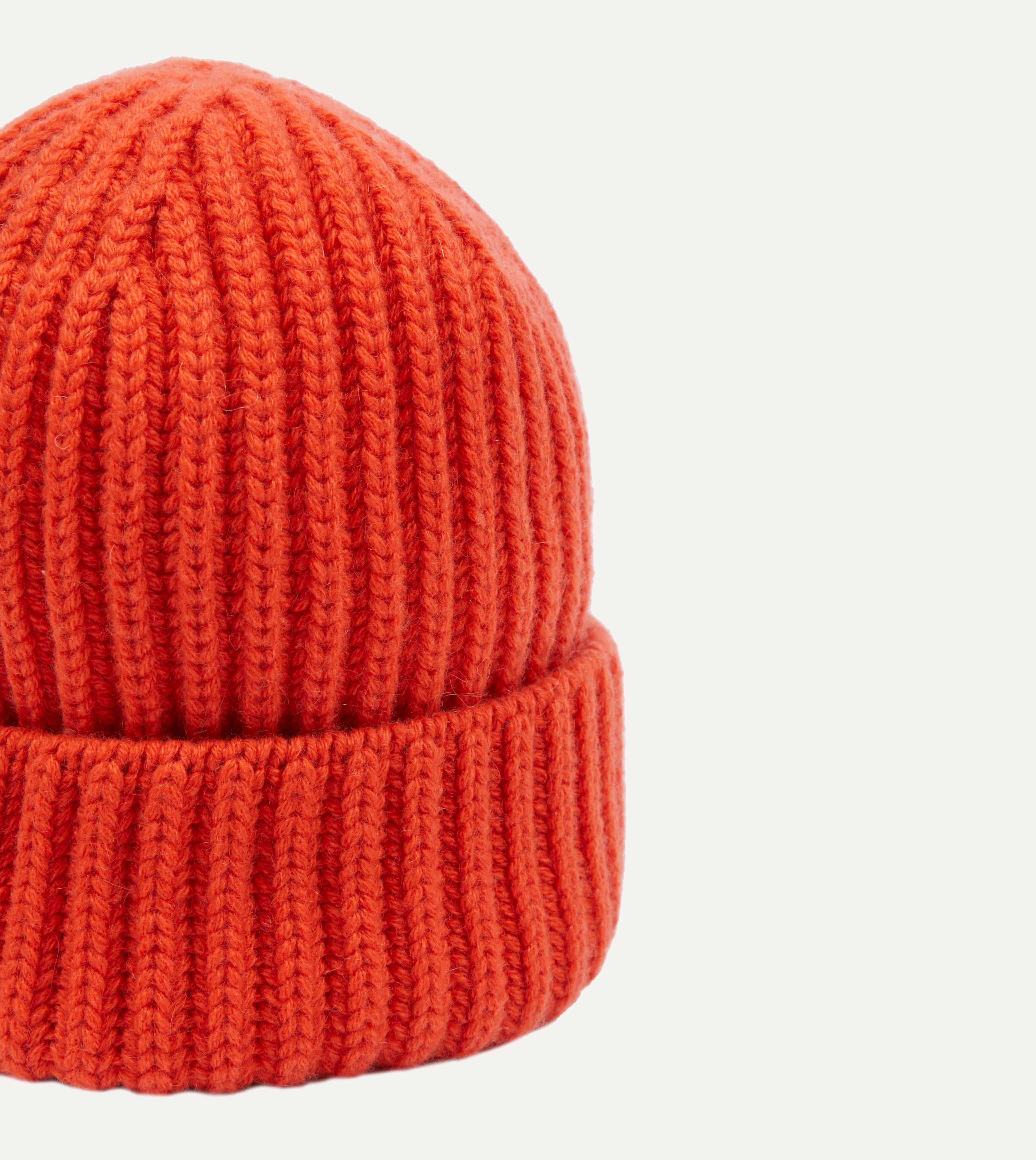 Luxury Orange Cashmere Ribbed Knit Beanie Hat for Women & Men - Soft Winter Warm Hat for Cold Weather - Perfect for Skiing, Snowboarding & Outdoor Activities