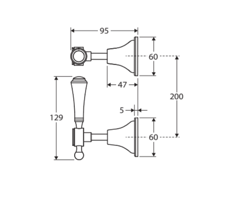 Fienza 339104UU Lillian Wall Top Assemblies in Urban Brass - Modern Bathroom Faucet for Vanity Sink, Perfect for Home Renovation & Luxury Interior Design