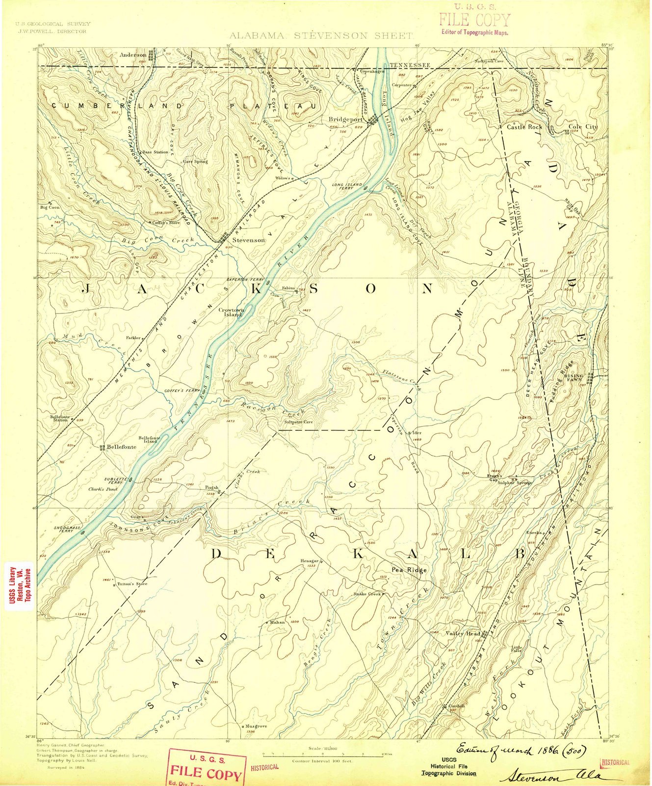 1886 Stevenson, Alabama USGS Historical Topographic Map - Vintage Wall Art Decor (44x53 Inches) - Perfect for Home Office, Living Room & Classroom Decorations