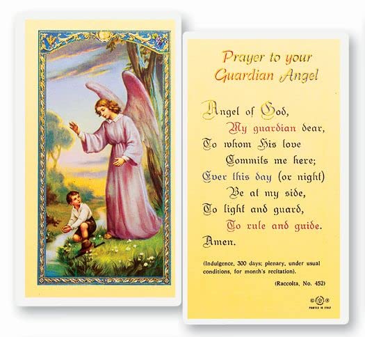 Guardian Angel Boy Laminated Catholic Prayer Card - Pack of 25 with Prayer on Back - Perfect for First Communion, Confirmation Gifts & Religious Devotion