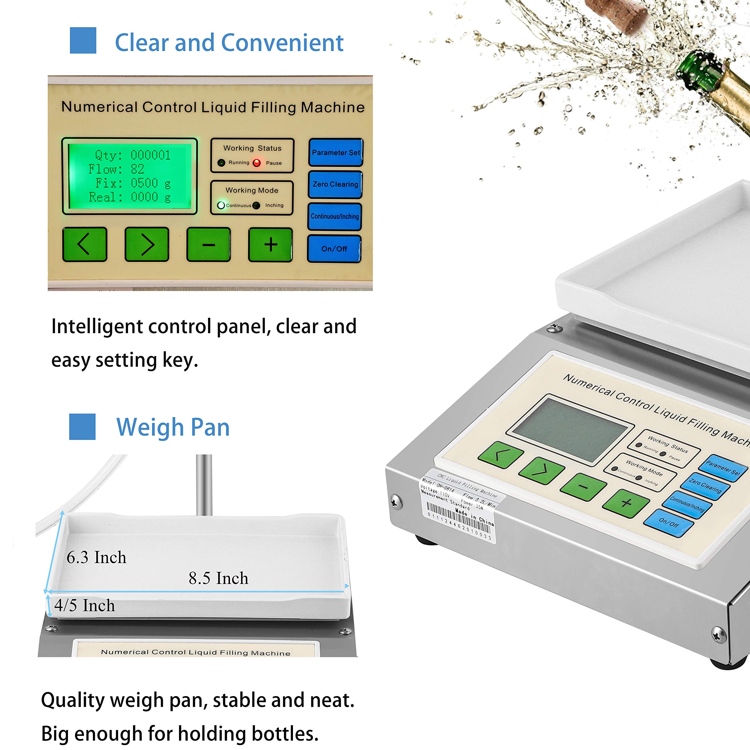 Hanchen 2-in-1 Automatic Liquid Filling Machine with Weighing System | 304 Stainless Steel Quantitative Dispenser for Water, Wine, Milk & Beverages | Perfect for Small Business, Home Brewing & Commercial Production