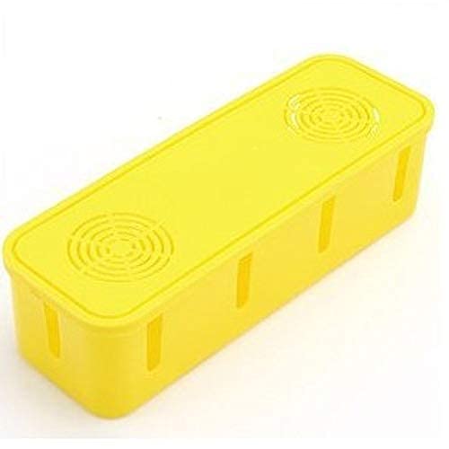 XJZKA Cable Storage Box - Power Strip Organizer, Dustproof Wire Management Case for Chargers, Sockets & Network Cables (Yellow) - Perfect for Home Office, Gaming Setup & TV Stand Organization