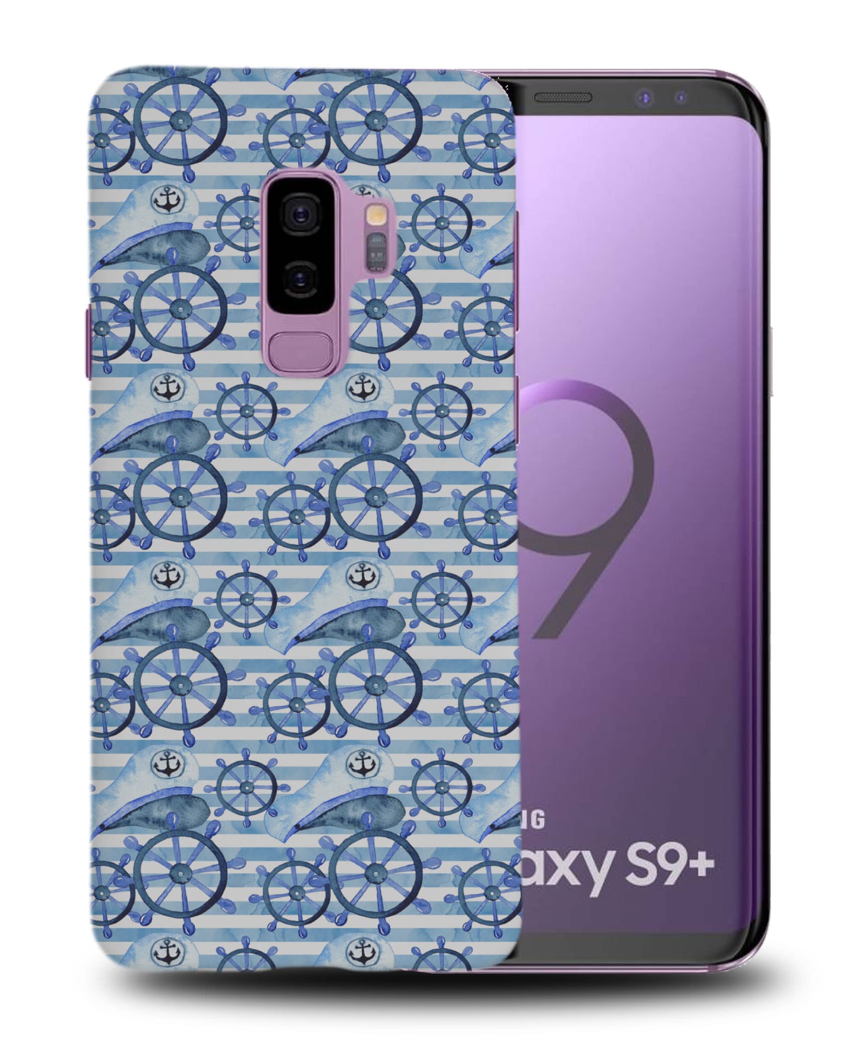 Durable Blue Nautical Anchor Pattern Phone Case for Samsung Galaxy S9+ Plus - Protective Cover for Everyday Use, Travel & Outdoor Activities