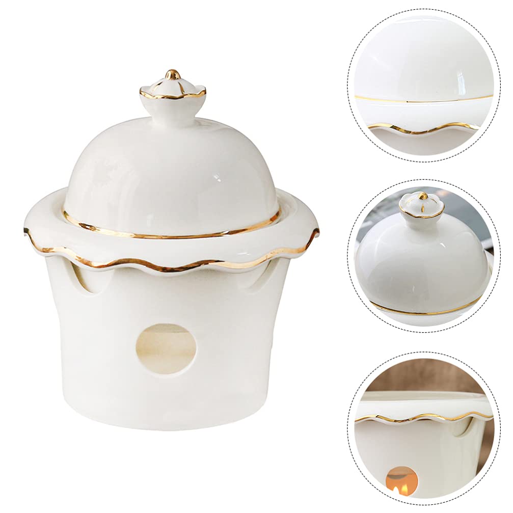 Premium Ceramic Dessert Bowls with Lids - 4-Piece Set of Round Ramen Soup Bowls, Stew Pots & Noodle Bowls | Durable Shark Fin White Ceramics for Desserts, Snacks & Asian Cuisine | Perfect for Home Dining, Restaurant Use & Gift Giving