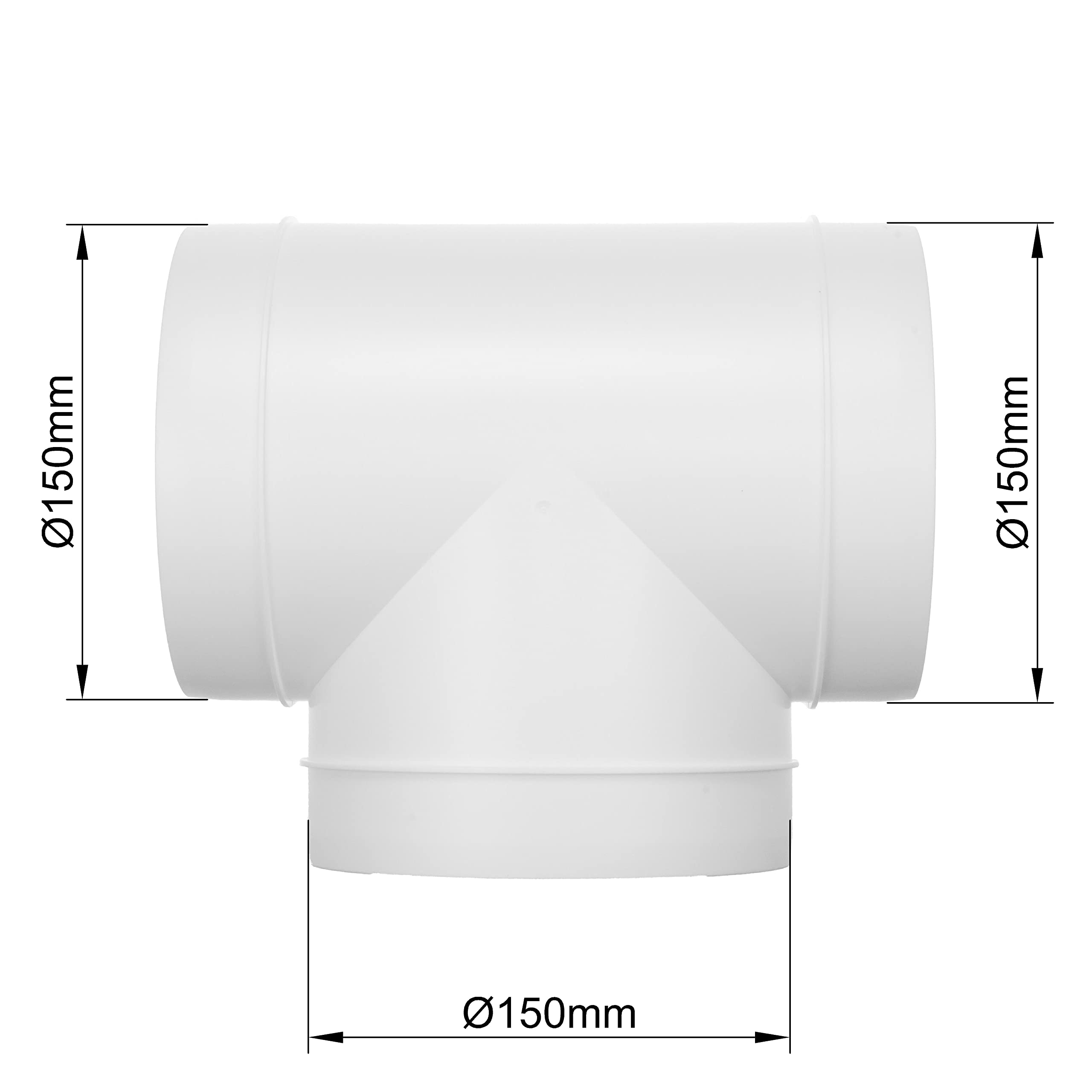 6 Inch ABS Plastic 3-Way T-Shaped Hose Connector Splitter - Dryer Vent Adapter for Round Pipe & Channel Ventilation Systems | Perfect for Laundry Room, HVAC & Industrial Ductwork