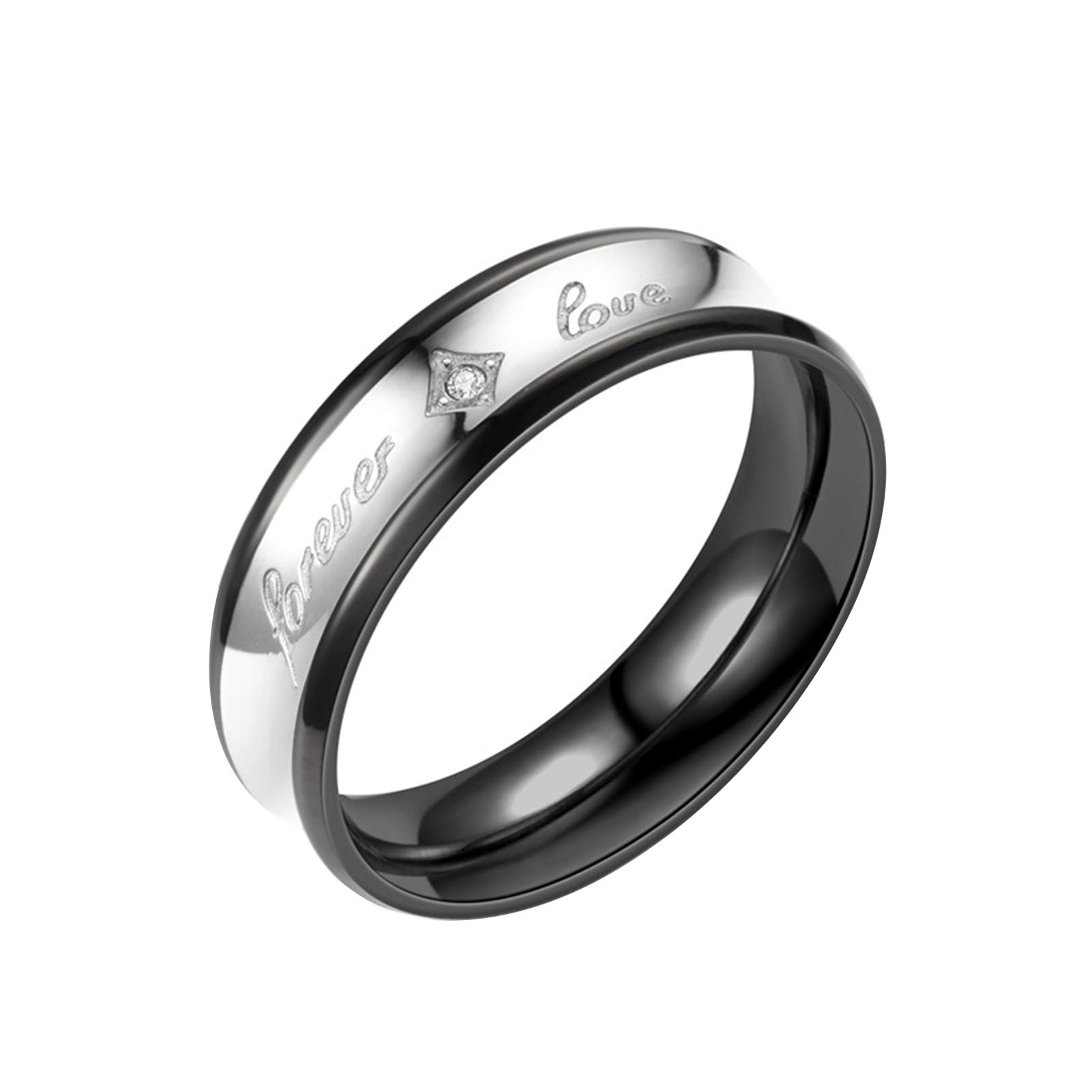 Engagement Couple Rings for Women & Men - Fashion Rhinestone Inlaid Letter Wedding Bands, Forever Love Promise Rings for Valentine's Day Gifts - Perfect for Anniversaries, Proposals & Romantic Occasions