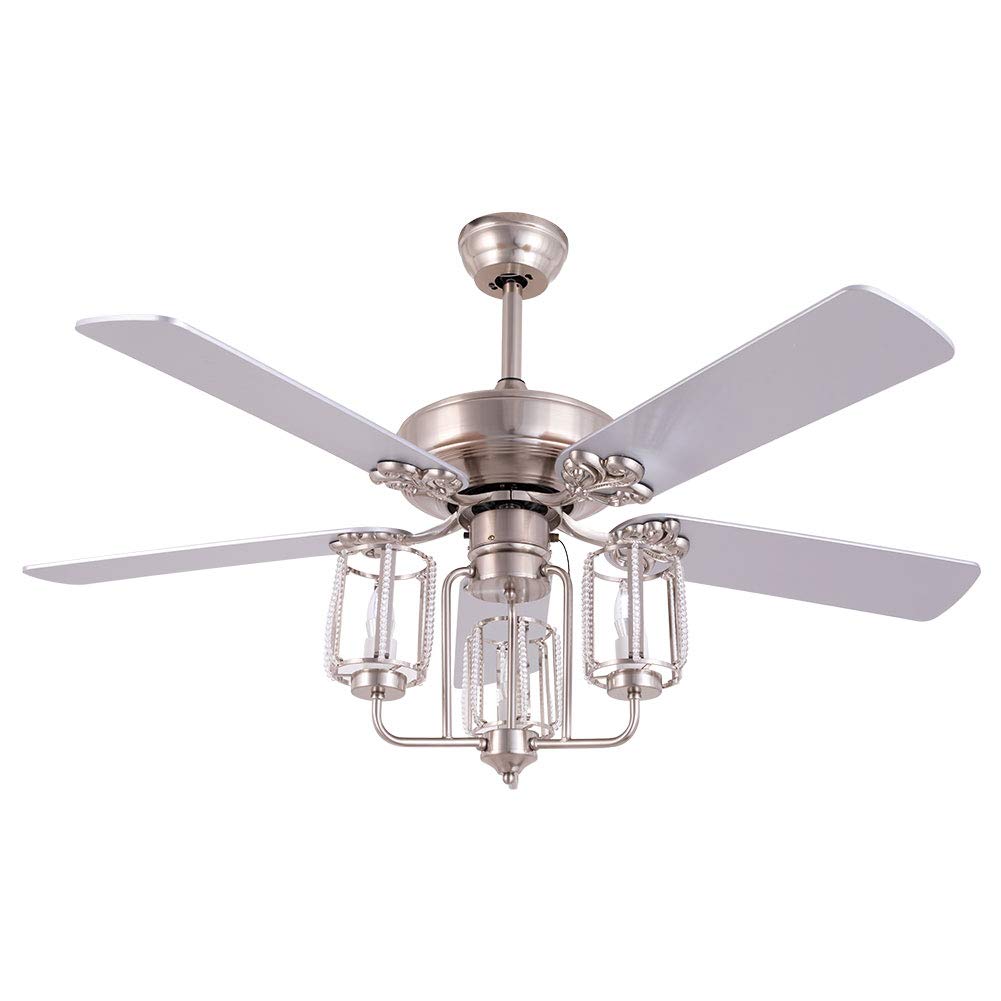 52 Inch Modern Ceiling Fan with Lights & Remote Control - 5 Reversible Wooden Blades, 3-Speed Indoor Chandelier Fan for Home, Bedroom & Living Room Decoration - Energy Efficient Cooling & Stylish Lighting Solution