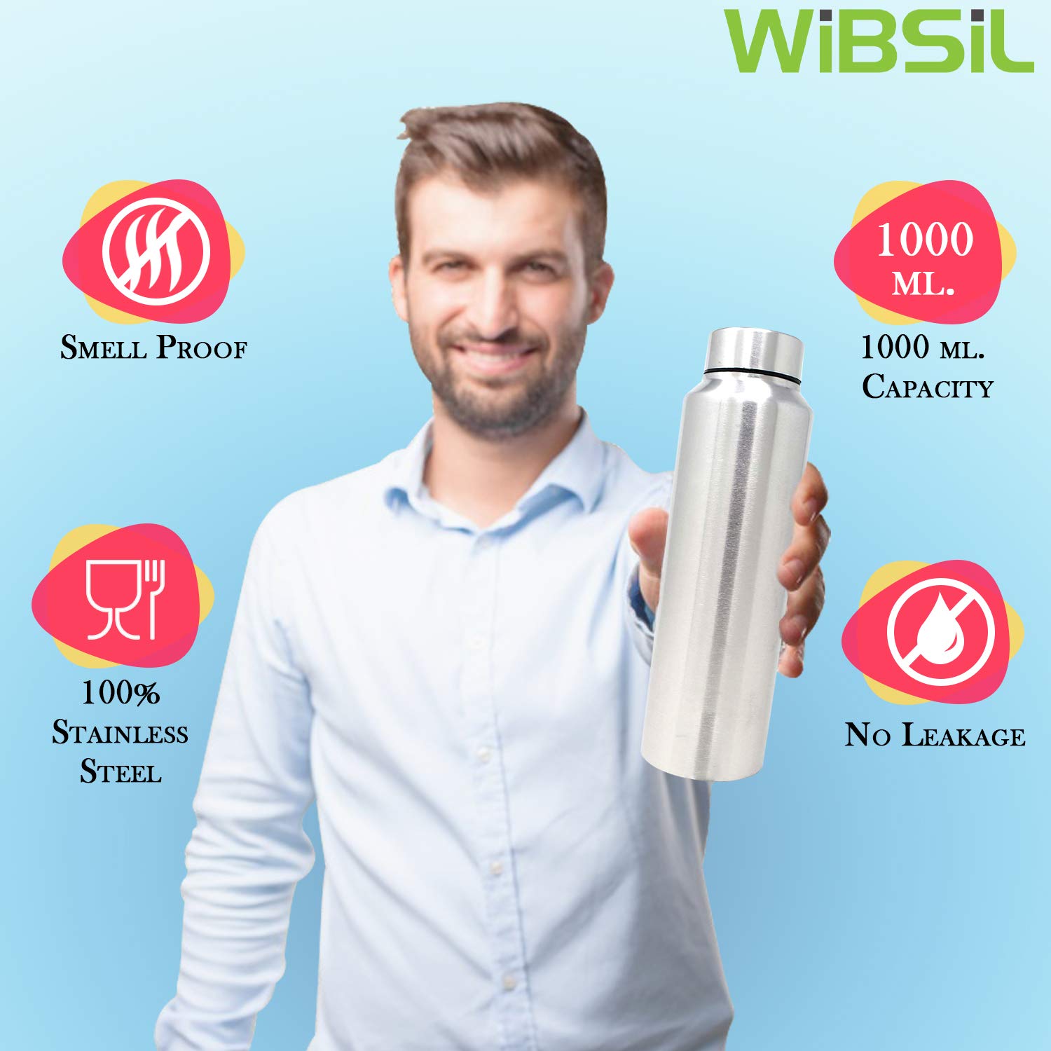 WIBSIL 4000ml Straight Body Water Bottle - BPA Free, Leak Proof & Durable for Gym, Hiking, Office & Travel - Keep Hydrated All Day