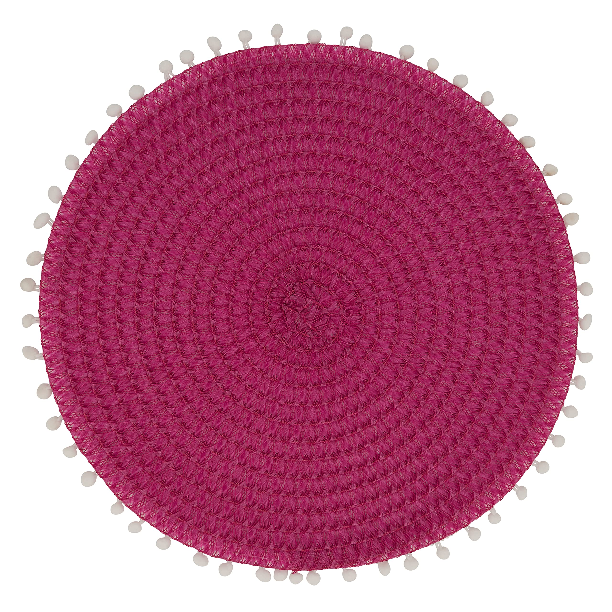 Pom Pom Design Placemats Set of 4 - Colorful Round Table Mats for Dining, Kitchen, Party Decor & Home Aesthetic