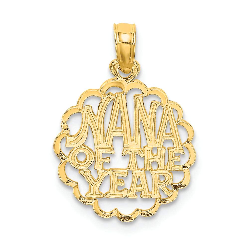 FJC Finejewelers 14k Yellow Gold Nana of The Year Charm Pendant - Elegant Gift for Grandmothers, Mothers & Special Women - Perfect for Birthdays, Anniversaries & Mother's Day