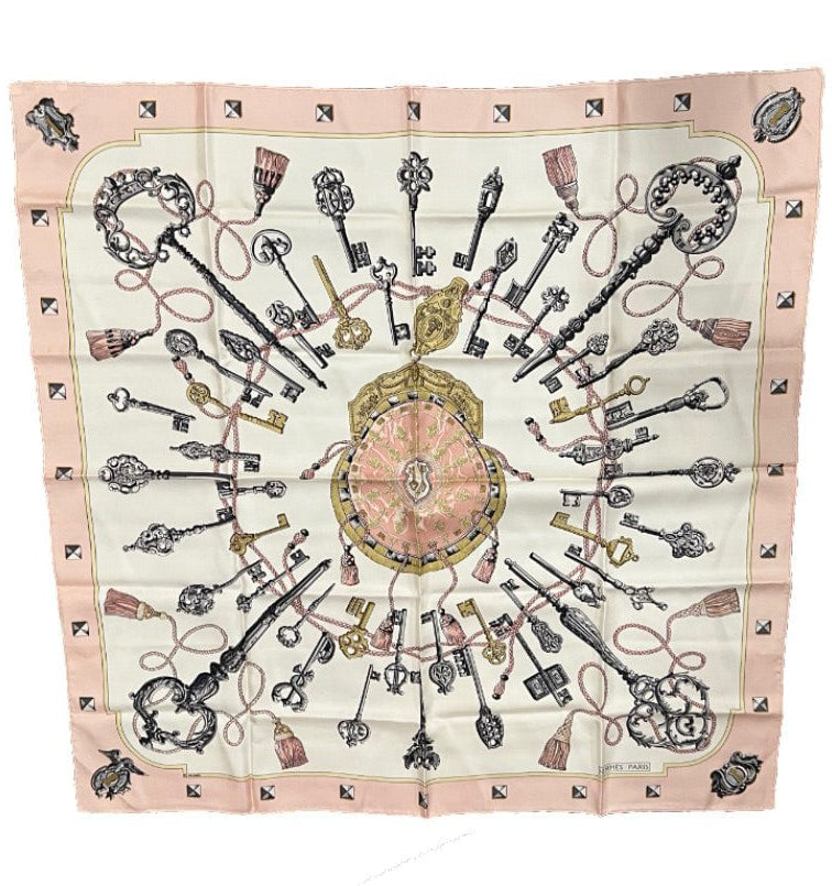 Authentic Vintage Hermes Les Cles 90cm Silk Scarf - Rare Collectible Luxury Accessory for Women, Gift for Her, Perfect for Special Occasions & Fashion Styling