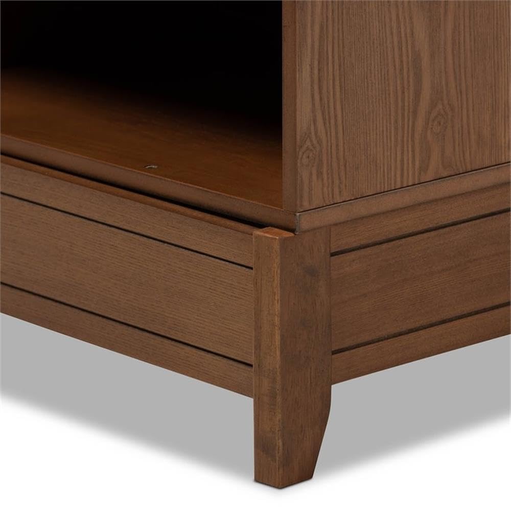BOWERY HILL Queen Size Platform Storage Bed - Solid Walnut Brown Wood Frame with Underbed Storage | Modern Bedroom Furniture for Small Spaces & Guest Rooms