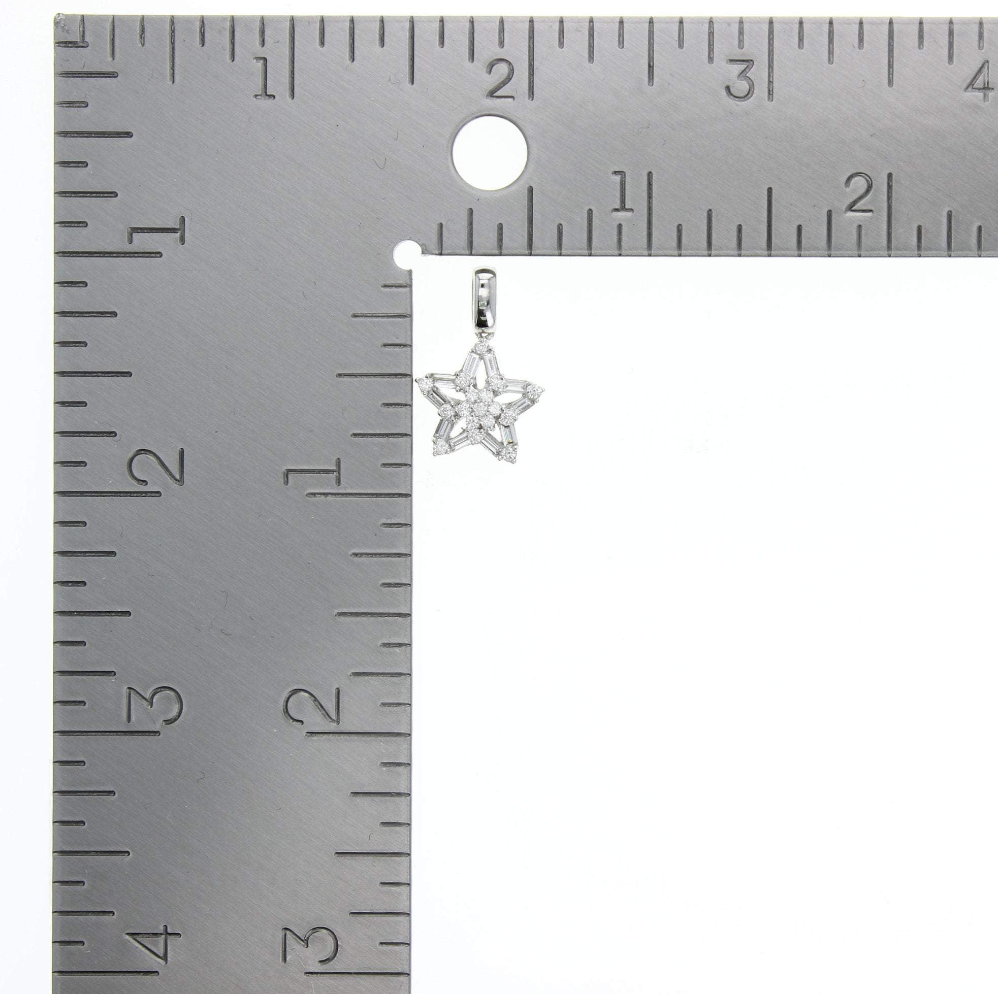 0.66cttw Tapered Baguette Star Pendant in 18K White Gold - Elegant Dainty Necklace for Women, Perfect for Anniversary Gifts & Special Occasions