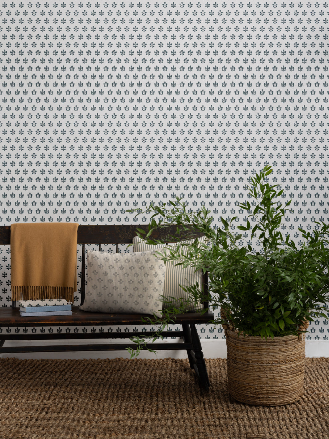 Ensley White Ground Wallpaper by Sugar Paper Ocean - Premium Peel & Stick Wallpaper for Bedroom, Living Room, and Nursery Decor
