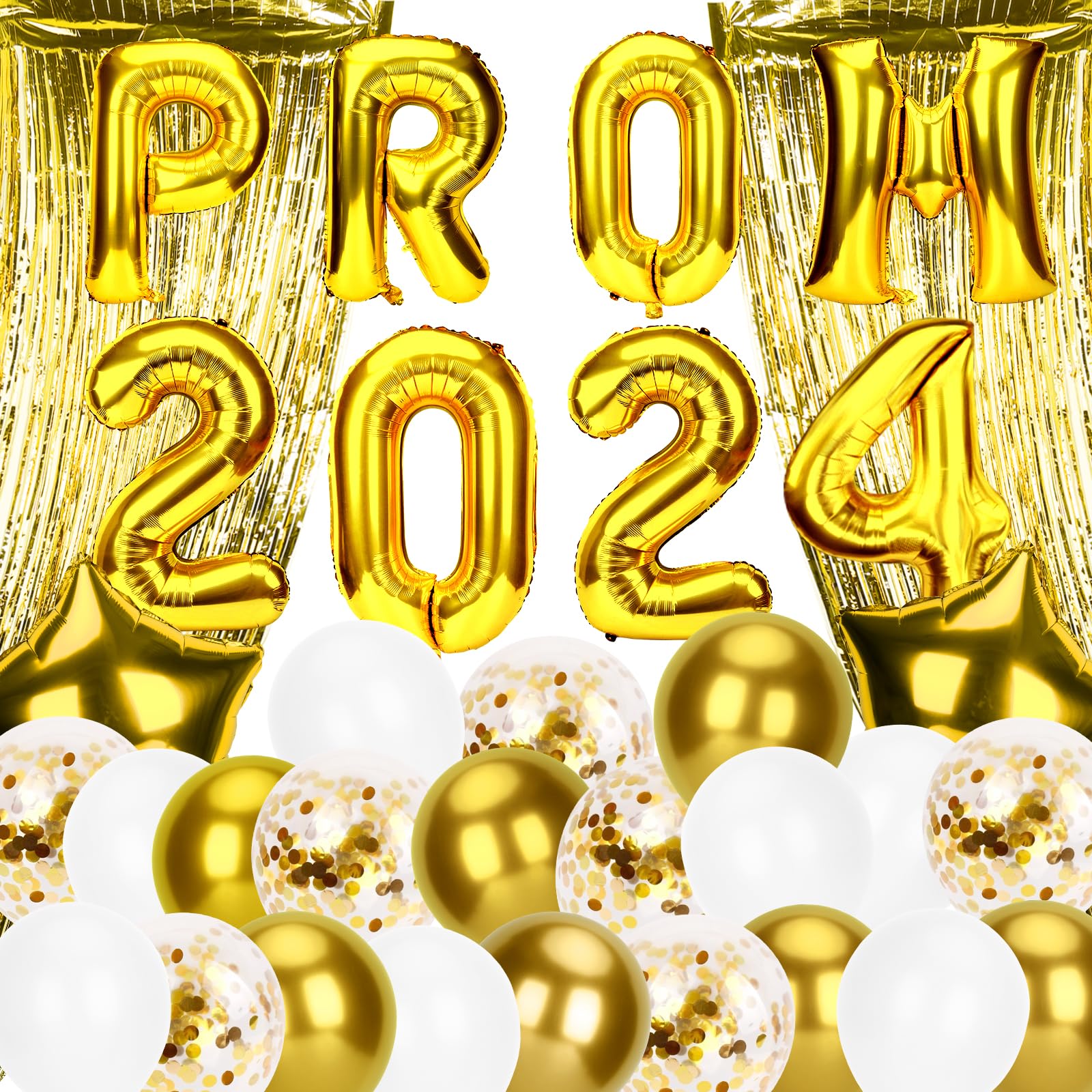 Prom 2025 Balloon Kit - 32 Inch Gold Letter Balloons for High School Graduation Party Decorations | Class of 2025 Prom Night Decor, Graduation Ceremony & Senior Celebration Balloons