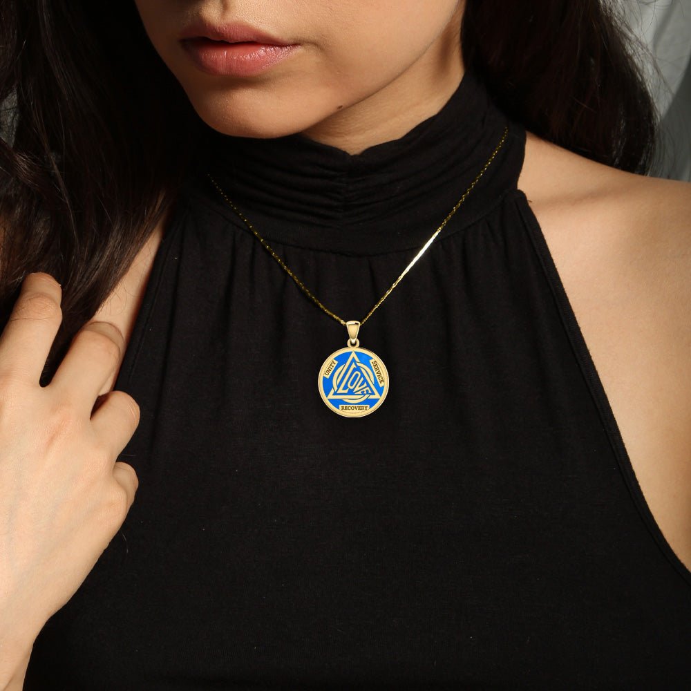 Love in Recovery Sobriety Symbol Pendant - Sterling Silver or 14K Gold - Enamel or Classic Finish - Handmade Jewelry for Addiction Recovery & AA Support - Perfect Gift for Sobriety Milestones & 12-Step Programs