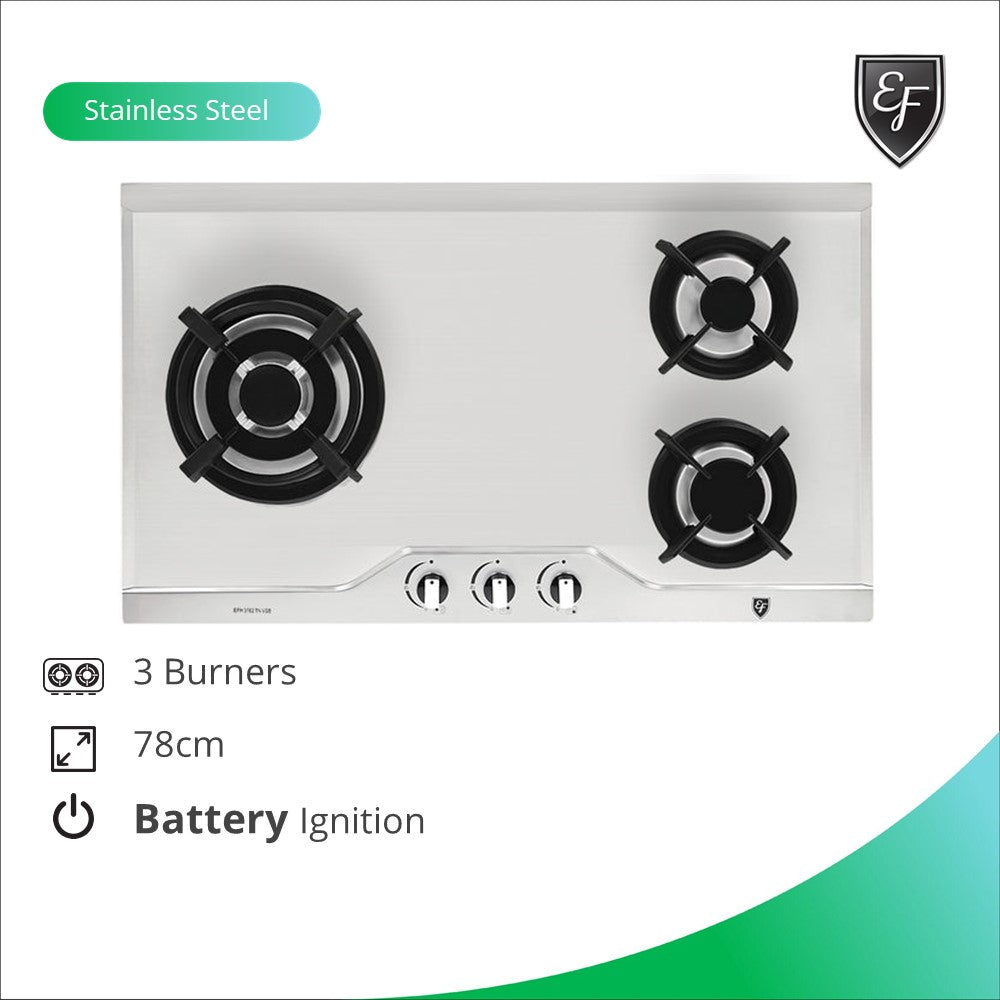 EFH 3762 TN VSB 4-Burner Gas Cooktop - High Efficiency Stainless Steel Gas Hob for Modern Kitchens | Perfect for Home Cooking, Restaurants & Outdoor Use