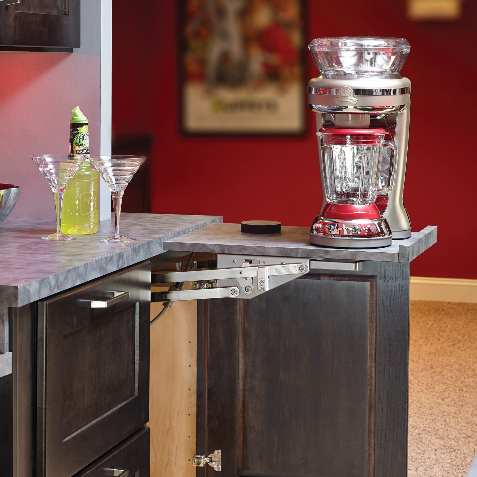 Rev-A-Shelf Heavy Duty Spring Loaded Mixer Lift for Kitchen Cabinets - Zinc RAS-ML-HDCR Appliance Organizer | Perfect for Blenders, Stand Mixers & Small Kitchen Appliances in Tight Spaces