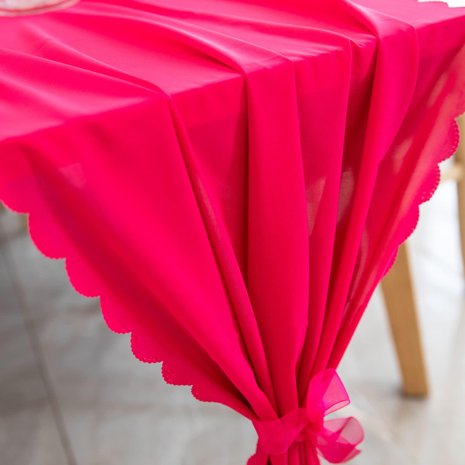 FATIMA 10ft Fuchsia Red Chiffon Table Runner 29x120 Inches - Elegant Wedding Table Decor for Bridal Showers, Baby Showers & Birthday Parties | Perfect for Rustic, Romantic & Boho Wedding Receptions