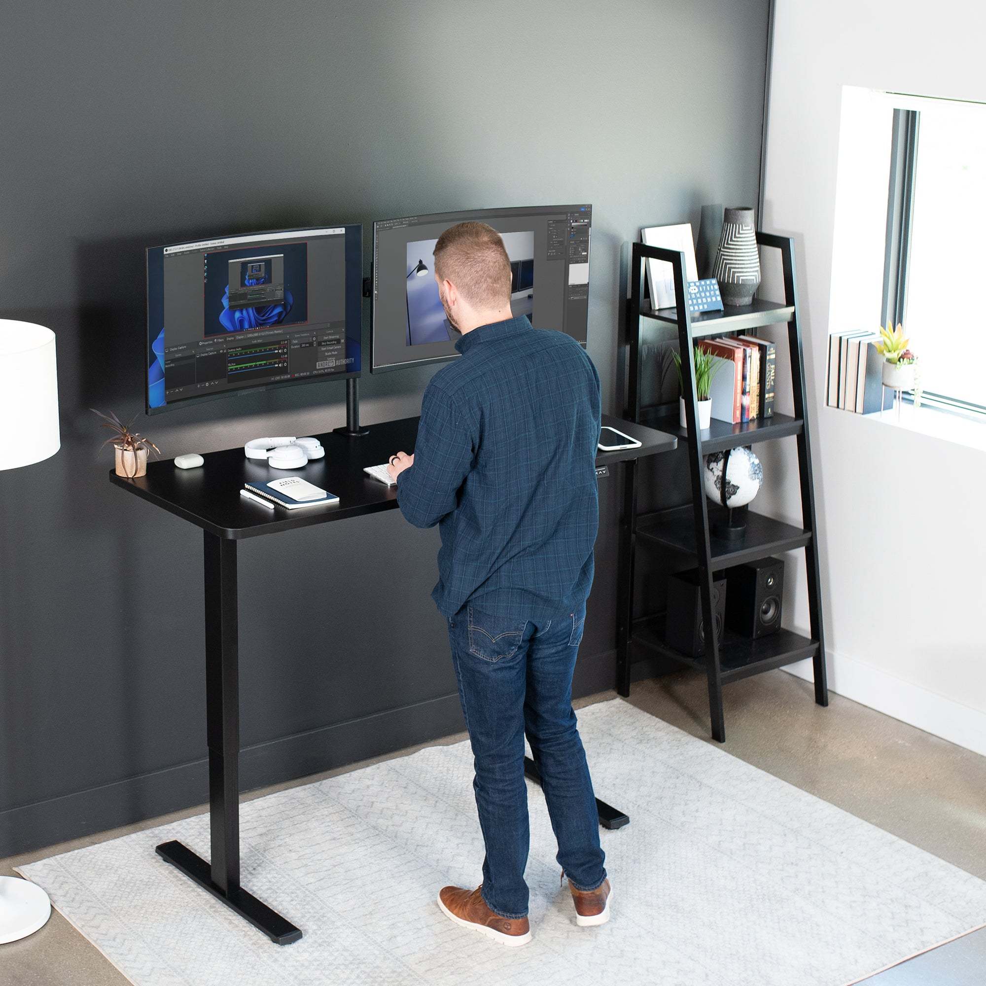 1B Solid Top Series Single Motor Electric Standing Desk with Push Button Memory Controller - Perfect for Home Office, Gaming & Workspace Ergonomics