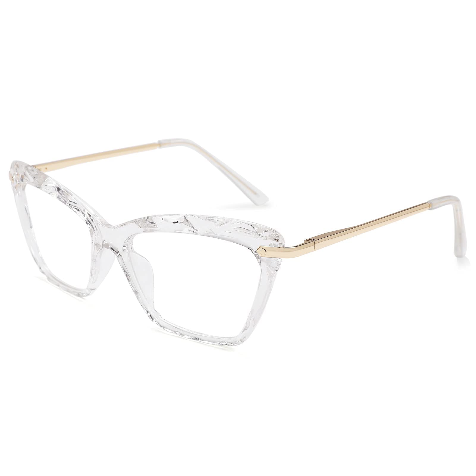 Stylish COASION Cat Eye Glasses for Women - Clear Non-Prescription Lenses with Spring Hinges & Small Frame | Perfect for Reading, Work, and Fashion Accessories