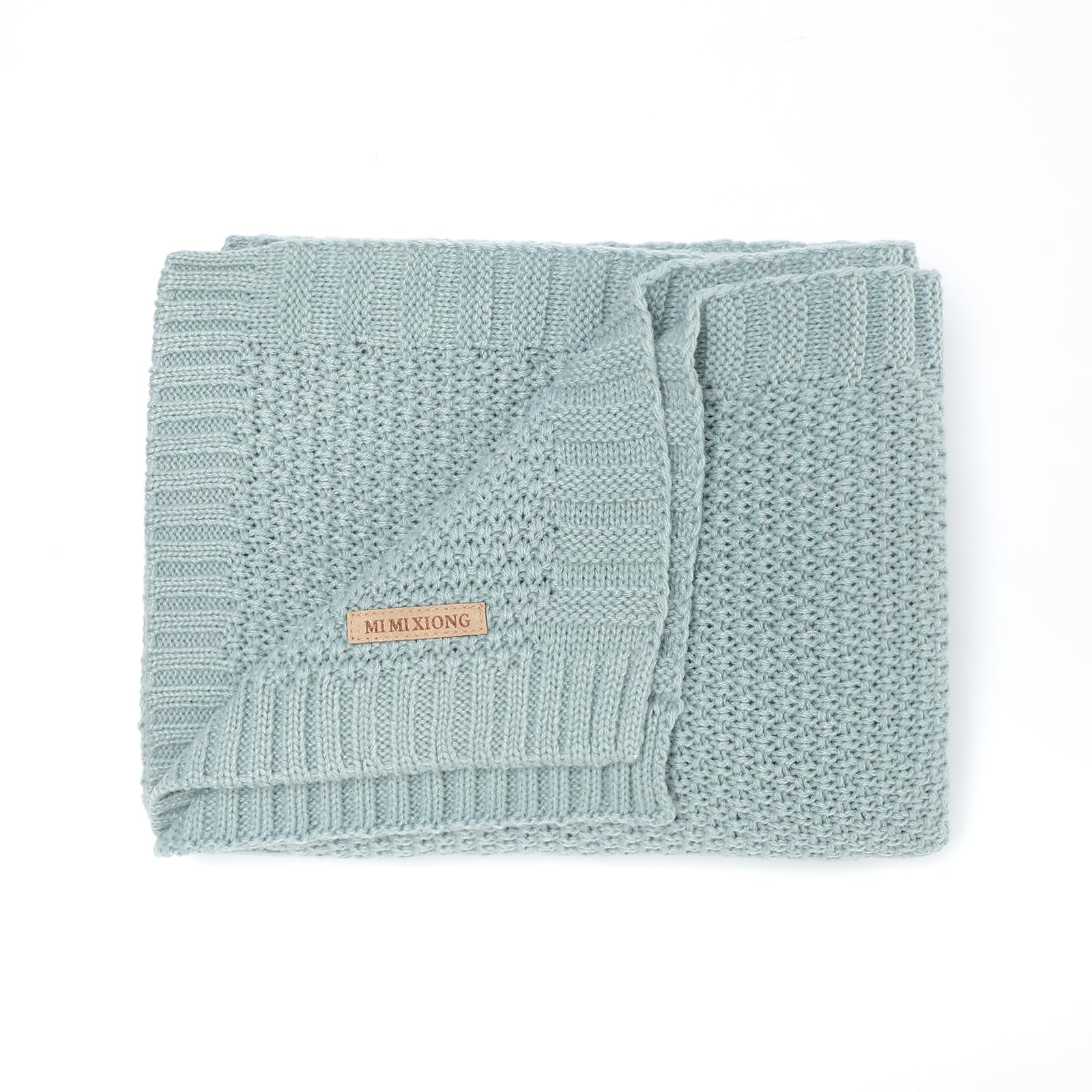 Soft Mimixiong Knitted Baby Blanket for Toddlers - Cozy & Breathable Nursery Blanket for Boys & Girls (Blue) - Perfect for Crib, Stroller, and Snuggling