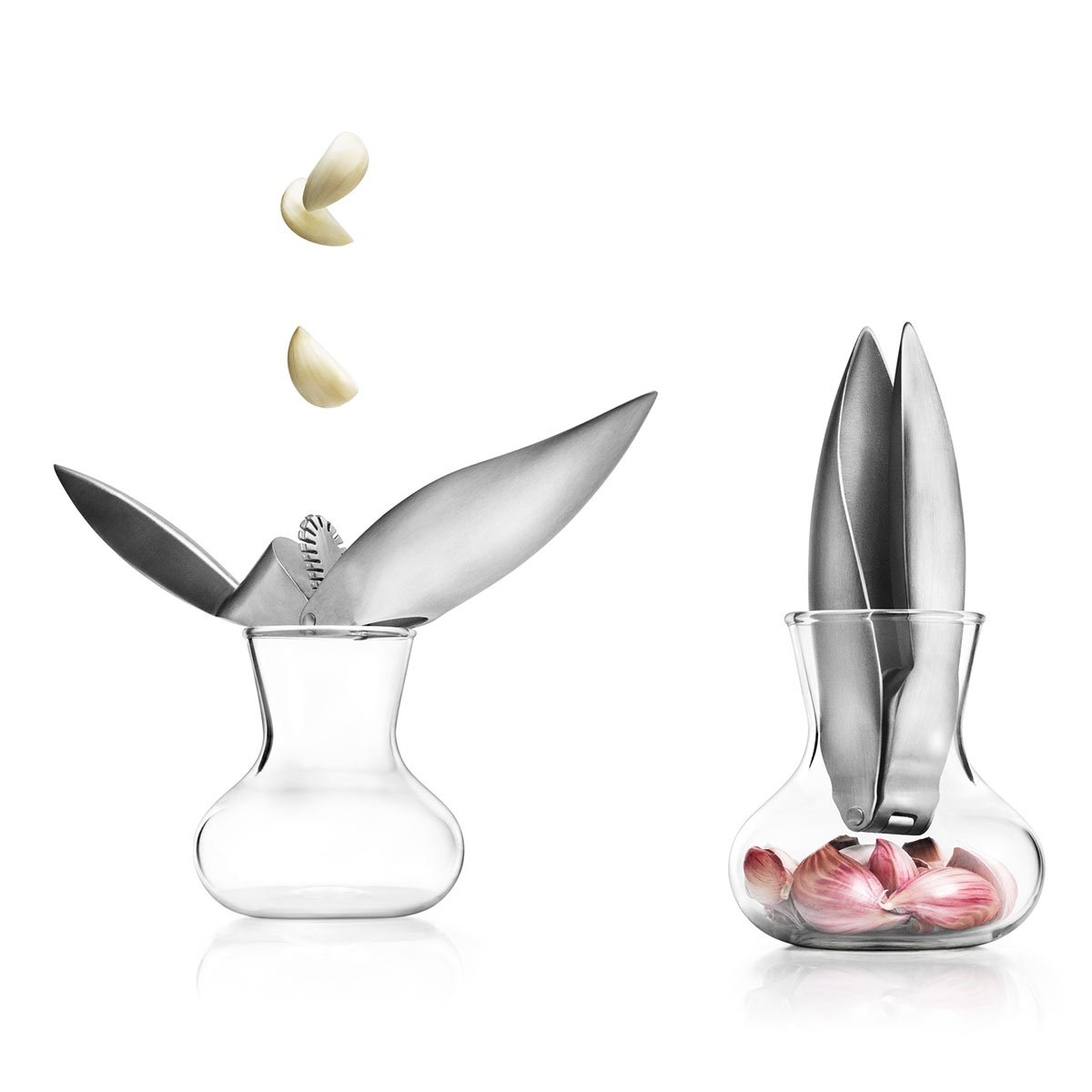 Premium Eva Solo Stainless Steel Garlic Press with Glass Container - Easy Squeeze for Fresh Garlic, Perfect for Cooking, Baking & Meal Prep