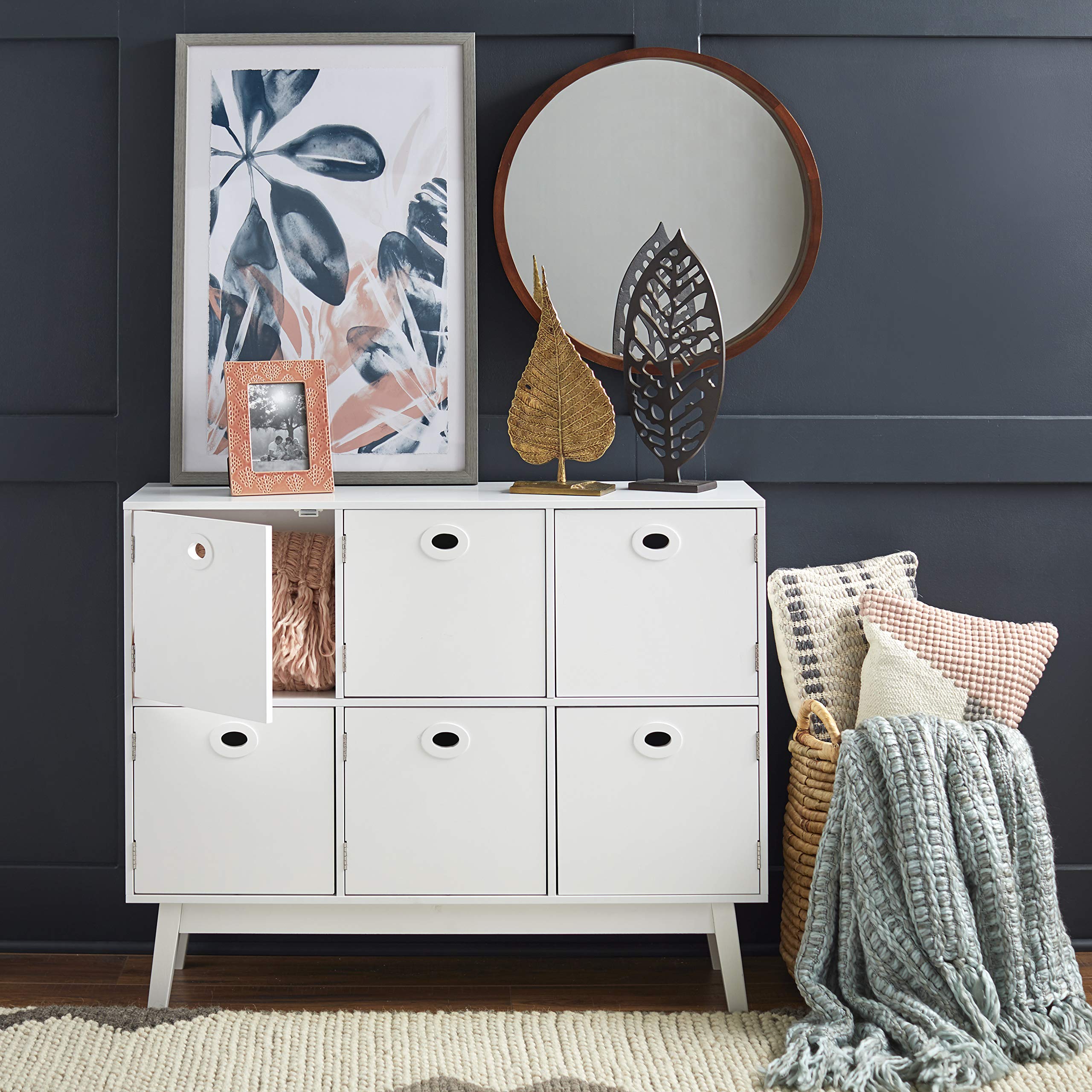 Jamie Modern 6-Drawer Storage Kitchen Cabinet in Charcoal Gray - Perfect for Organizing Utensils, Spices & Cookware in Small Kitchens