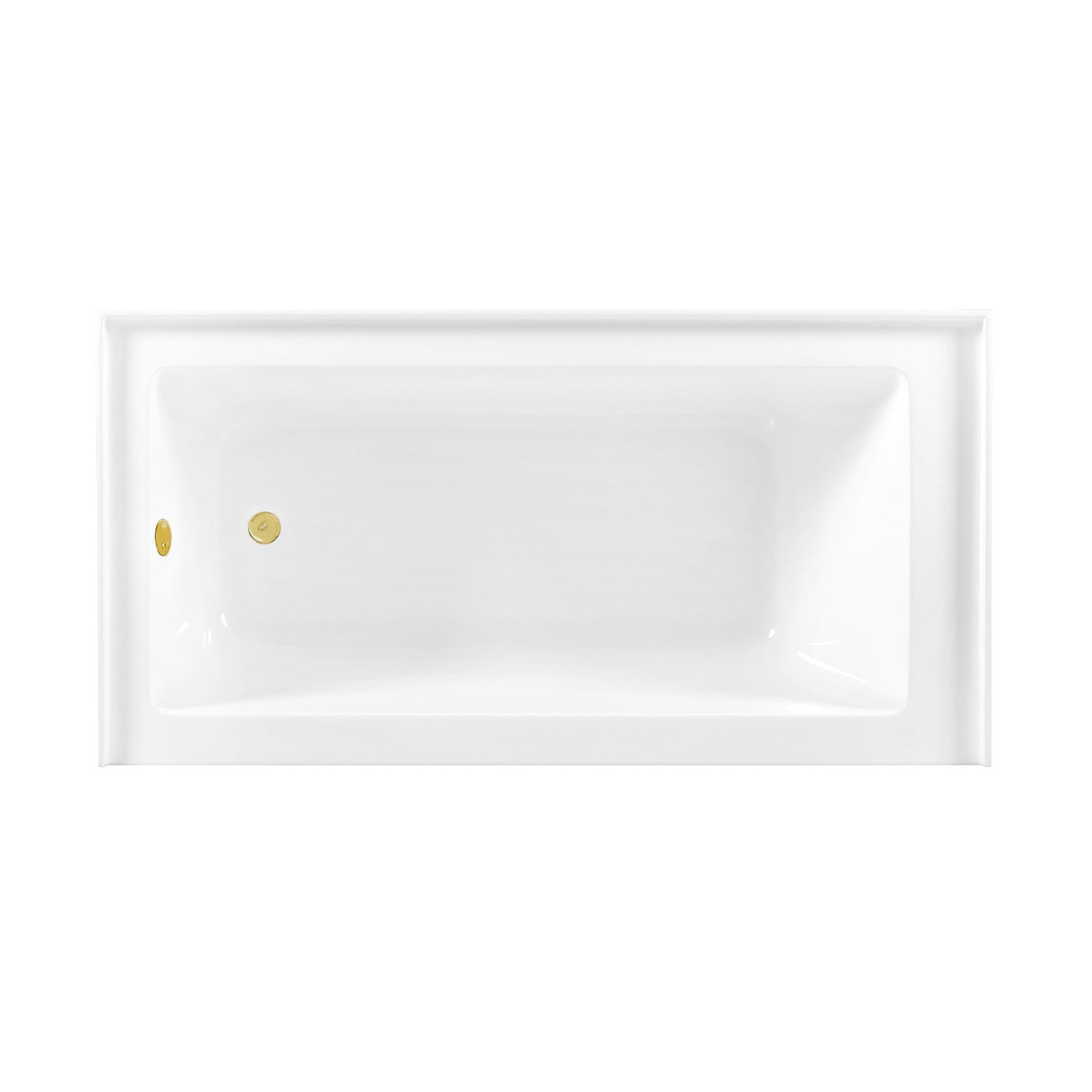 Aqua Eden 66 Inch Acrylic Rectangular 3-Wall Alcove Bathtub Combo with Waste & Overflow Drain - Left Hand Drain, Glossy White/Polished Brass - Perfect for Modern Bathroom Renovations & Spa-Like Retreats