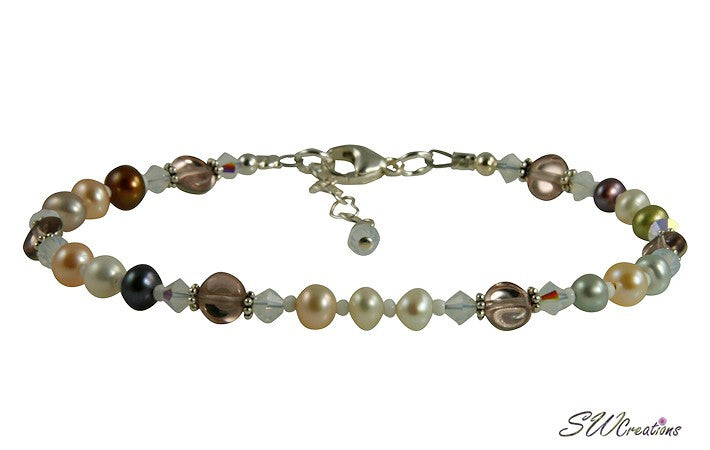 Pastel Opal Crystal Pearl Beaded Anklet - Elegant Adjustable Ankle Bracelet for Women, Boho Beach Jewelry, Perfect for Summer, Wedding & Festival Accessories
