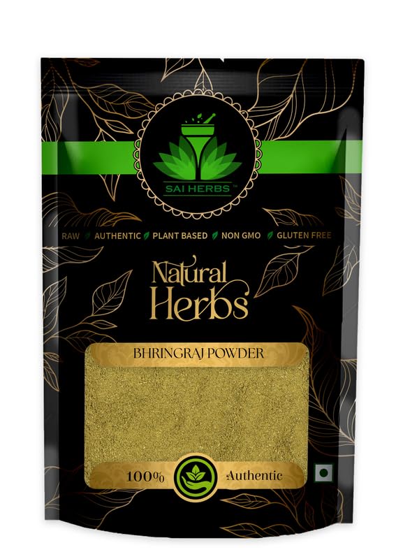 SAI HERBS Bhringraj Siddha Churan Powder - 100% Pure Eclipta Alba (False Daisy) for Hair Growth & Scalp Health - Natural Ayurvedic Remedy for Thicker, Stronger Hair - 250g | Perfect for Daily Hair Care Routine & Ayurvedic Wellness Practices