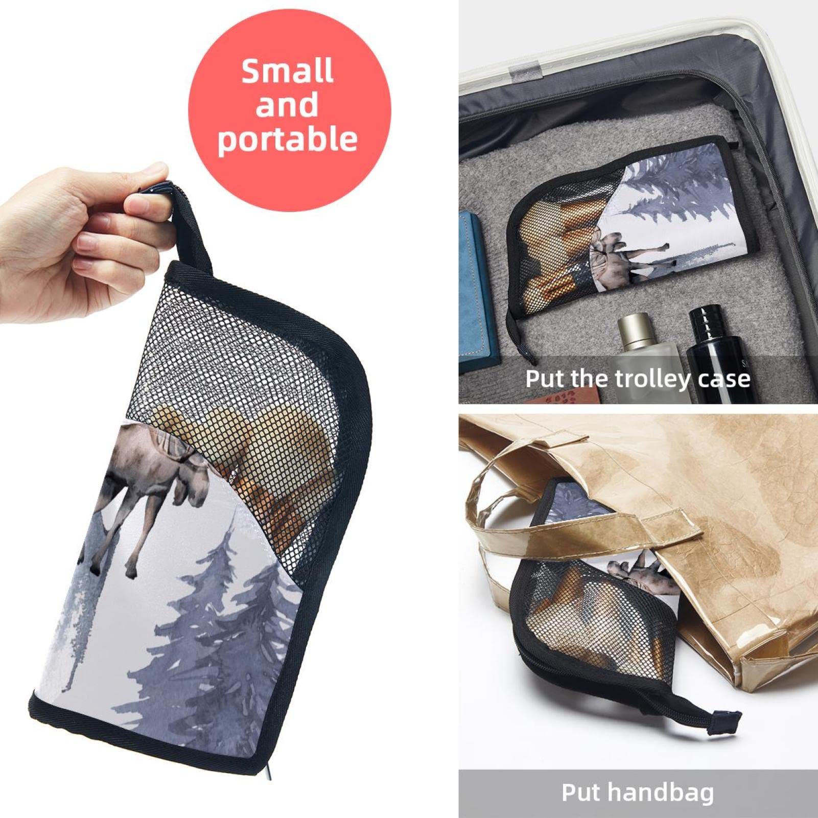 Premium Makeup Brush Organizer Bag with 12 Brushes - Deer, Bear, Wolf & Eagle Designs | Portable Cosmetic Brush Holder Case for Travel & Home Storage | Perfect for Makeup Artists & Beauty Enthusiasts