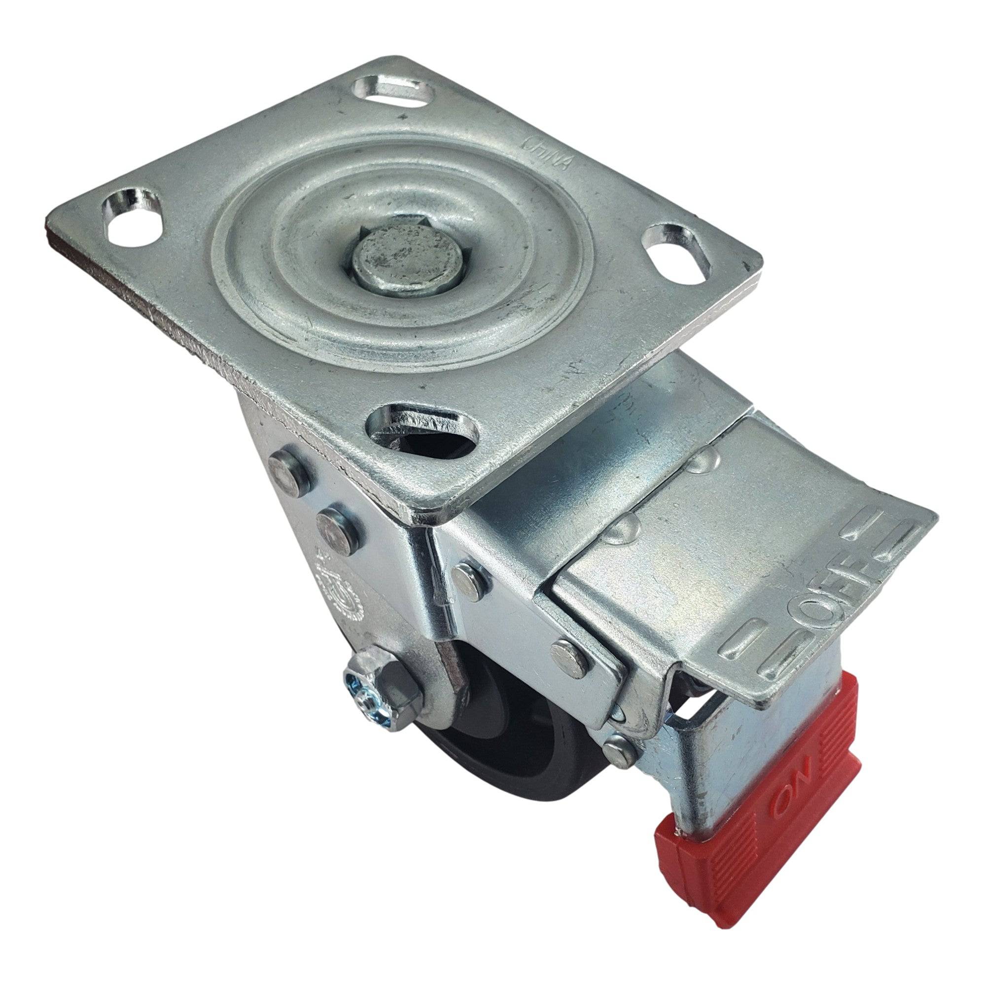 4 x 2 Inch Heavy Duty MaxRok Swivel Caster Wheels with Total Lock Brake - 800 lbs Capacity - Perfect for Industrial Carts, Workbenches, and Warehouse Equipment