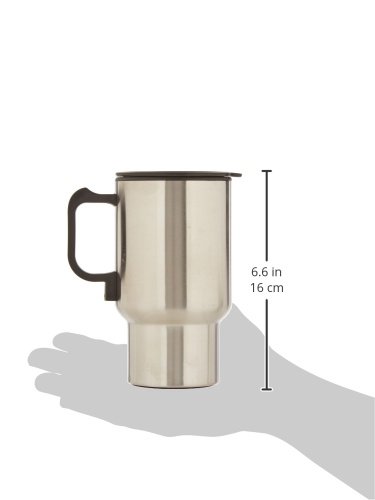 Insulated Travel Coffee Mug with Auto Heating - 12oz Stainless Steel Thermos, Black & Silver - Perfect for Commuting, Road Trips & Office Use