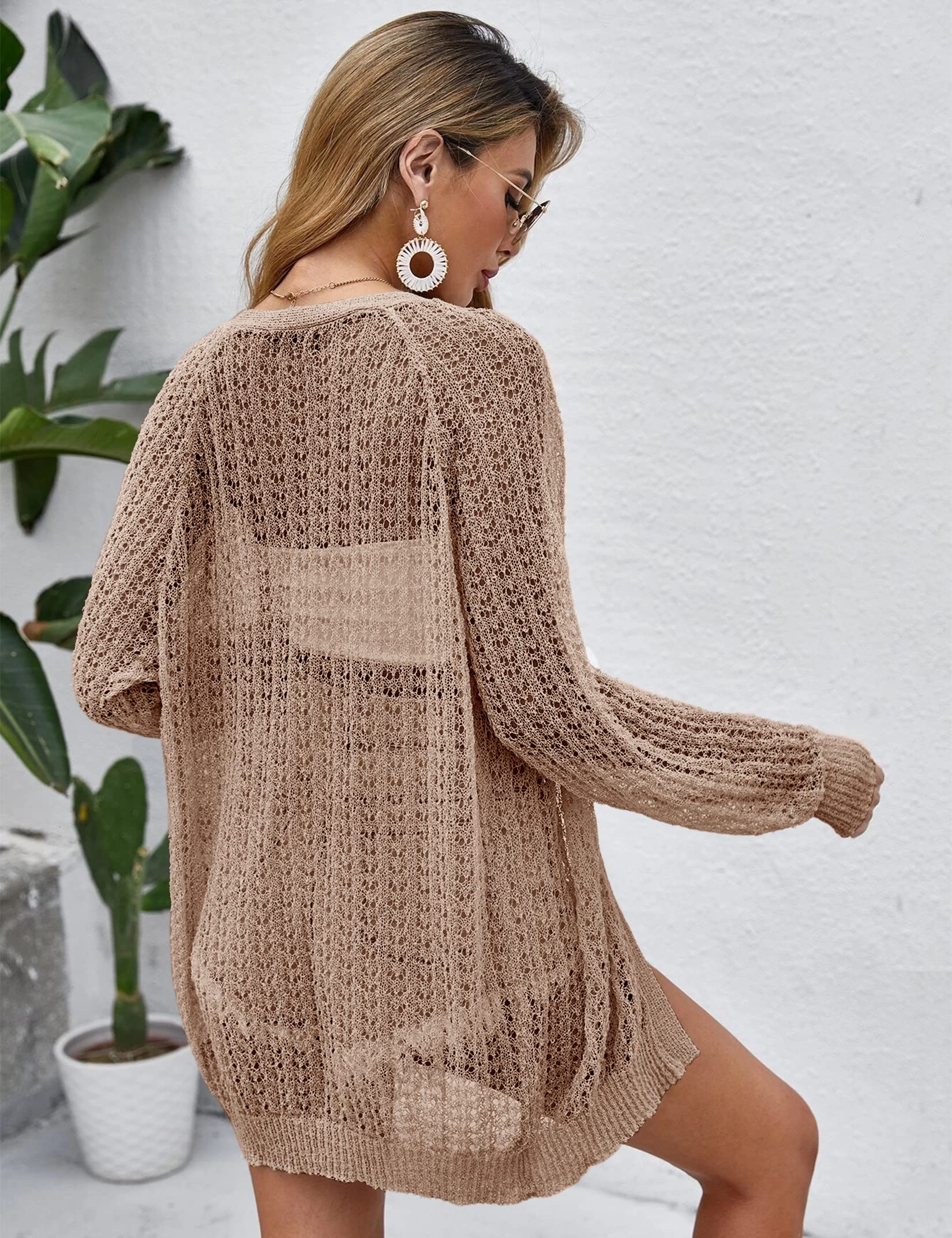 Women's Lightweight Crochet Cardigan - Open Front Long Sleeve Summer Cover Up | Perfect for Beach, Vacation & Casual Outfits