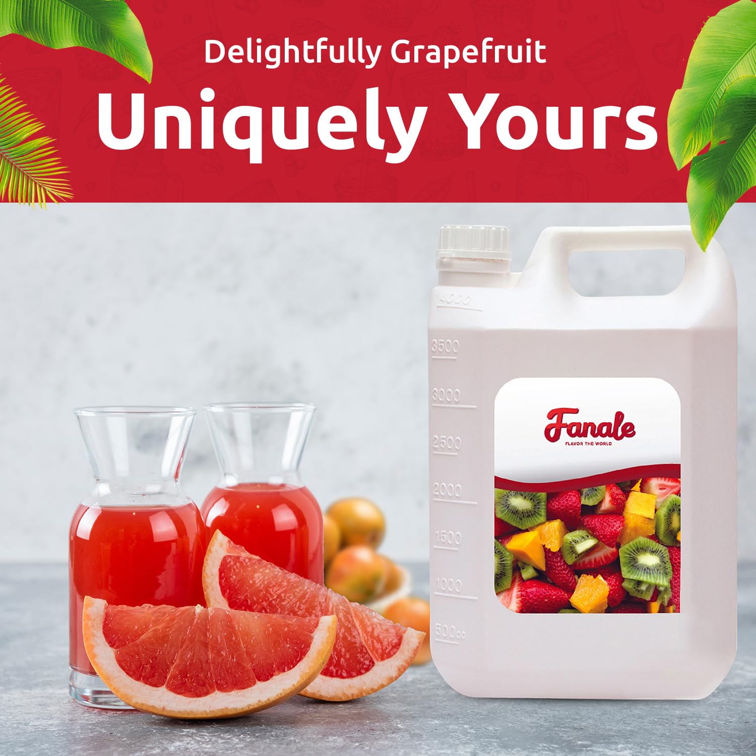 Fanale Premium Grapefruit Flavoring Concentrated Syrup for Bubble Tea - 11lb Bulk Pack (4 Pack) | Boba Tea, Smoothies, Slushes, Desserts & Cocktails | Commercial & Home Use | SRP200-CS