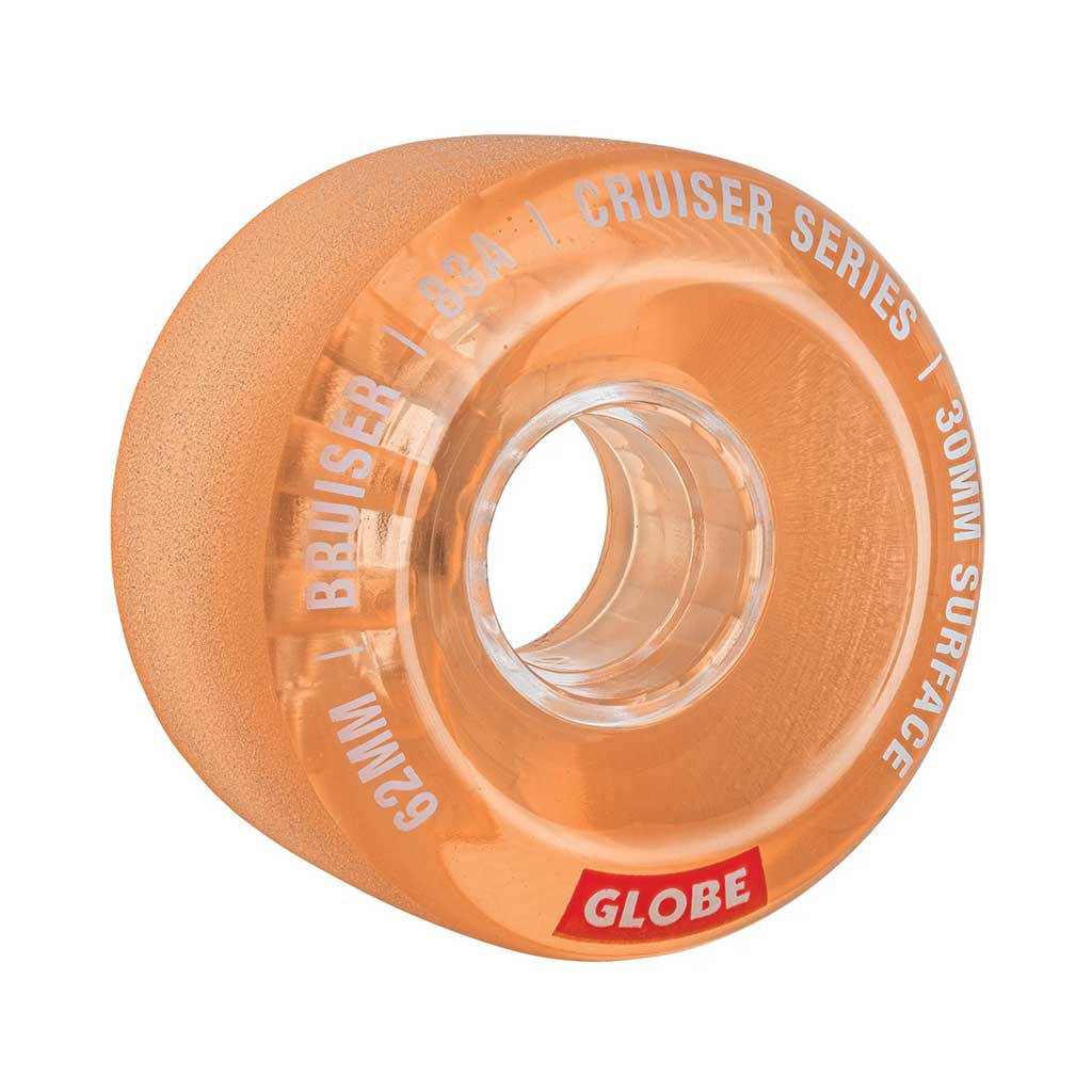 Globe Skate Bruiser 62mm Wheels - Clear Coral Color - High Performance Skateboard Wheels for Smooth Riding on Streets & Parks