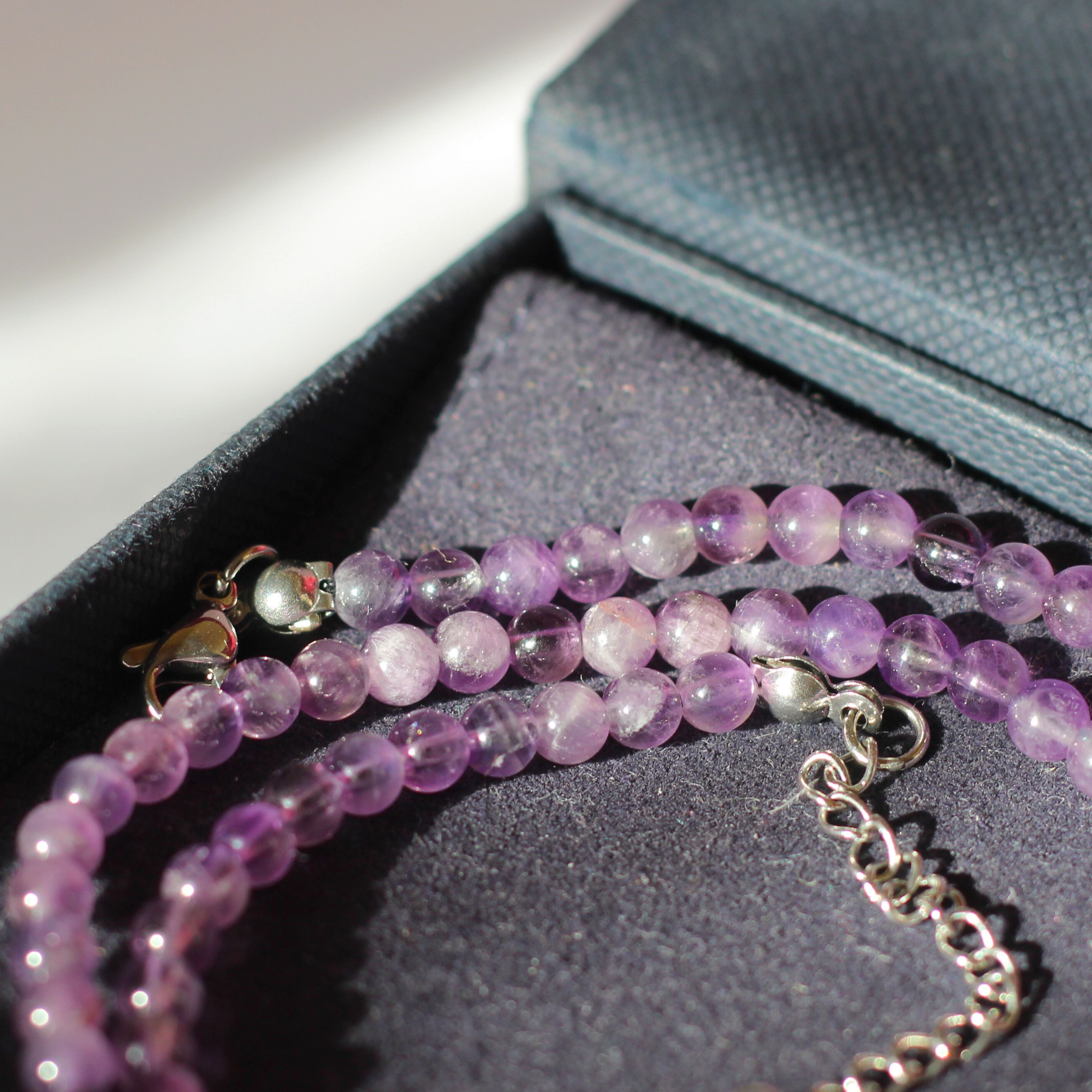 Amethyst Beaded Necklace for Women - Mini Purple Crystal Jewelry - Perfect for Daily Wear, Gifts & Spiritual Healing