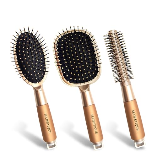 3 X Hair Brush Golden