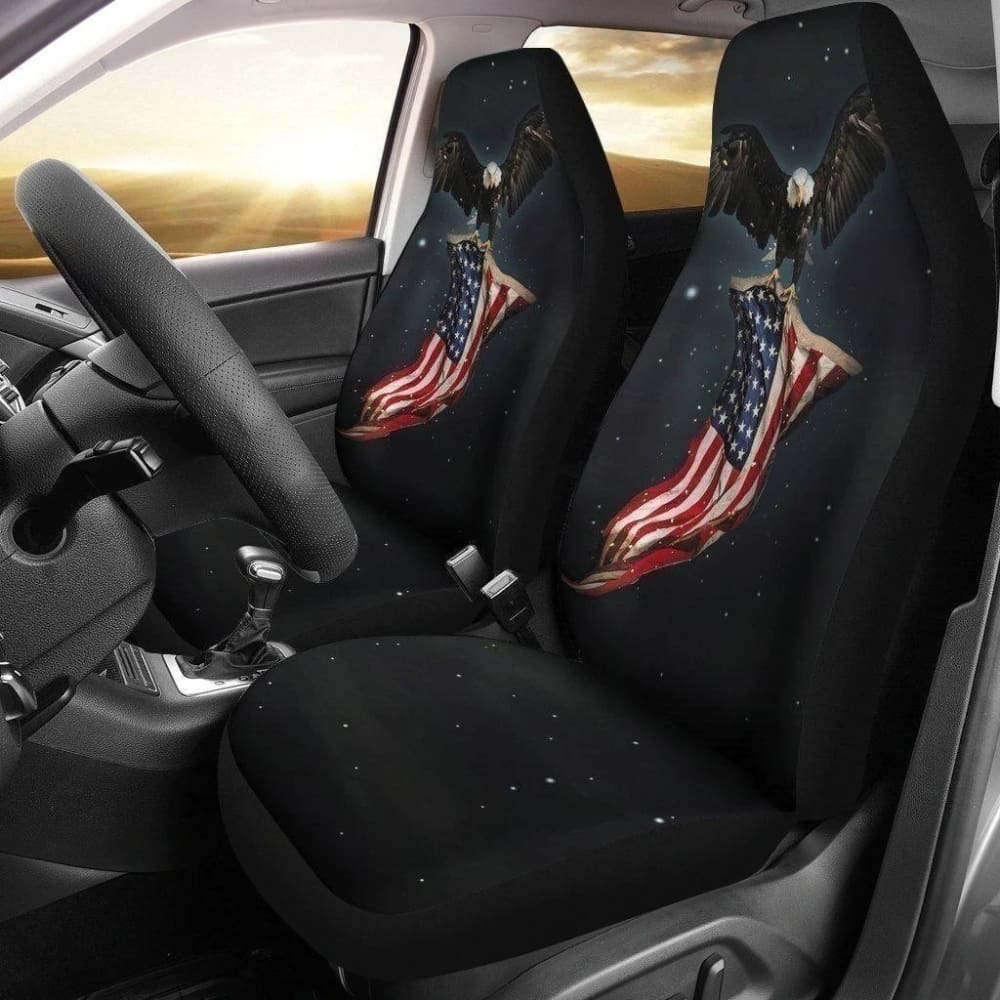 Custom Bald Eagle American Flag Car Seat Covers - Patriotic Car Accessories for Trucks & SUVs | Perfect for 4th of July & Veterans Day Decorations
