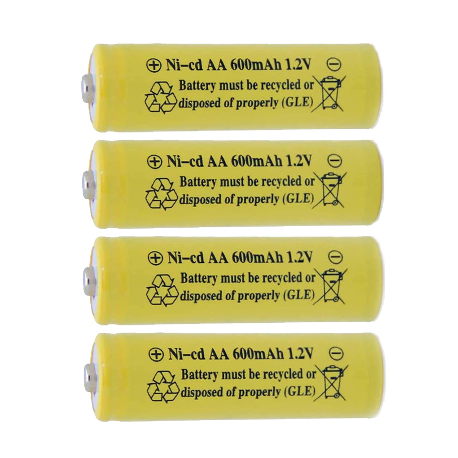 OXWINOU AA Ni-Cd 600mAh 1.2V Rechargeable Batteries (4-Pack, Yellow) - for Solar Lights, Garden Lights, Remote Controls, Computer Mice - Perfect for Outdoor & Home Use