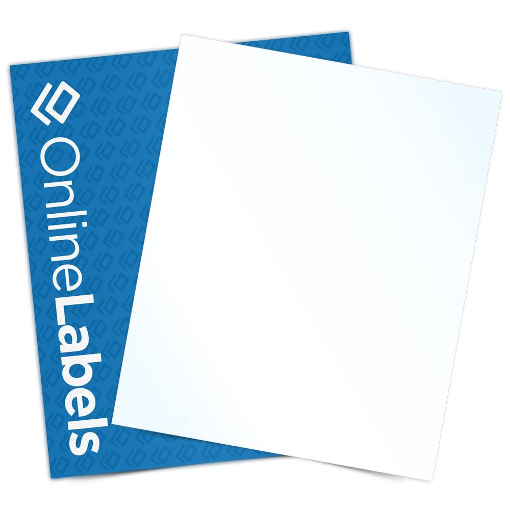 8.5 x 11 Waterproof Crystal Clear Gloss Sticker Paper for Laser Printers - 250 Full Sheet Labels by OnlineLabels - Perfect for DIY Crafts, Product Packaging & Shipping Labels