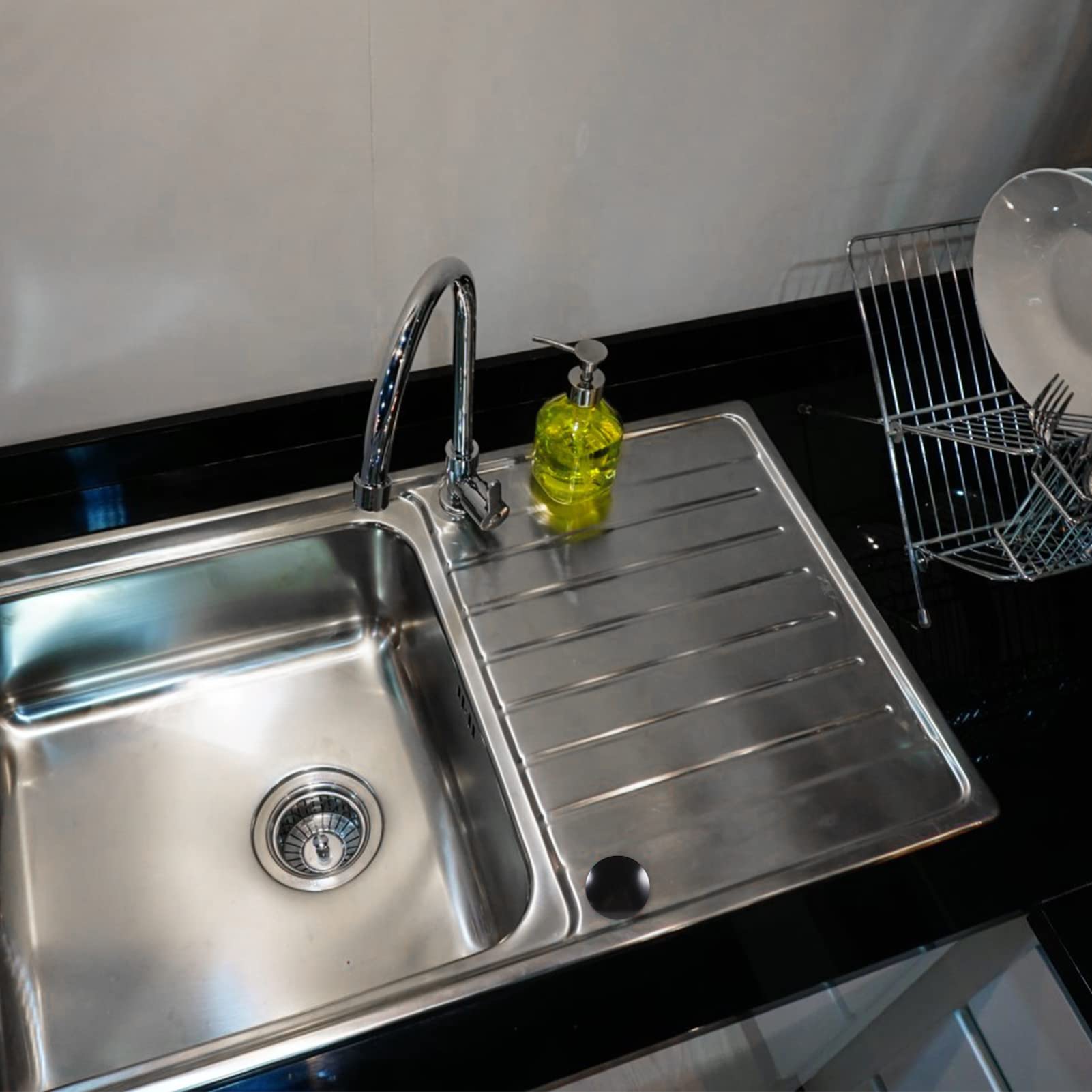 DOITOOL Stainless Steel Sink Hole Cover - 2 Pack Matte Black Faucet Hole Covers for Kitchen Sink, Leak Proof Metal Blanking Plugs | Perfect for Preventing Water Leakage in Stainless Steel Sinks, Ideal for Home Kitchen & Bathroom Renovations