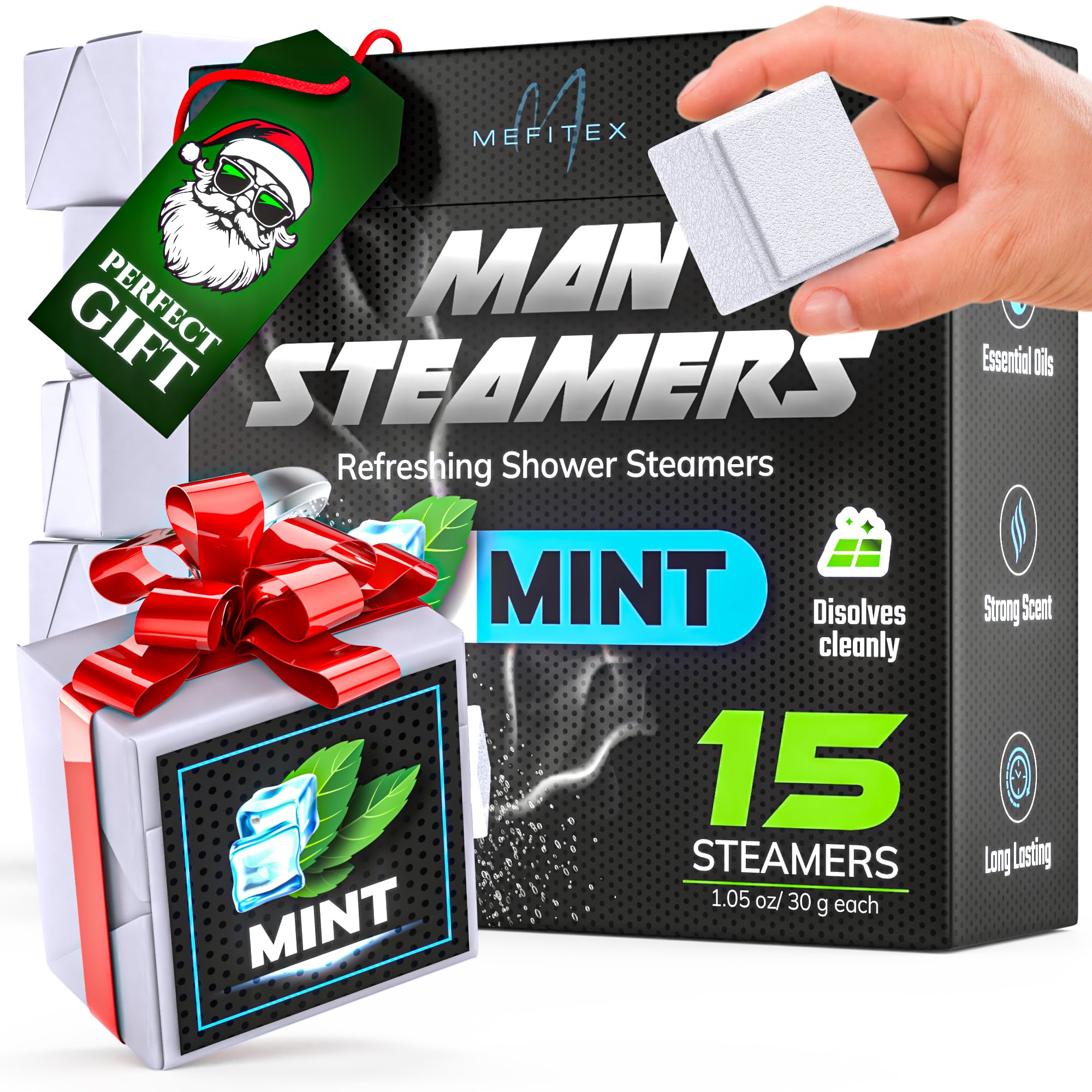 30 Pack Menthol Eucalyptus Aromatherapy Shower Steamers for Men - Relaxing Shower Tablets with Essential Oils for Stress Relief & Muscle Relaxation - Perfect for Post-Workout, Cold & Flu Season