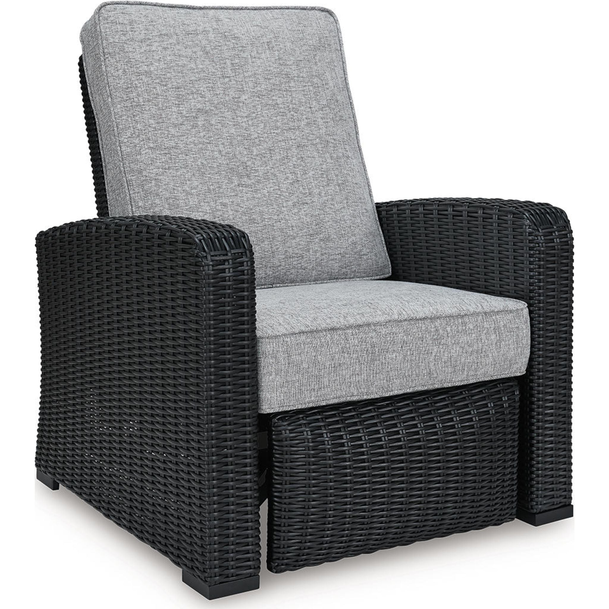 Beachcroft Outdoor Recliner Chair - Waterproof & Fade-Resistant Patio Lounge Chair with Adjustable Backrest, Black/Light Gray - Perfect for Poolside, Backyard, Beach & Garden Relaxation
